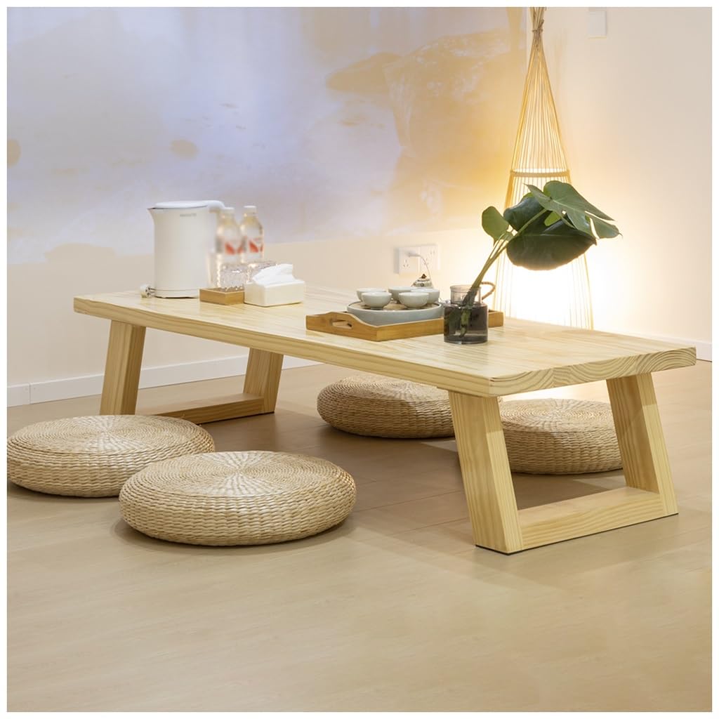 ASKLFNEI 63in Japanese Floor Table, Low Altar Table for Meditation, Tatami Coffee Table, Small Tea Table for Floor Sitting, for Dining,Living Room(Log