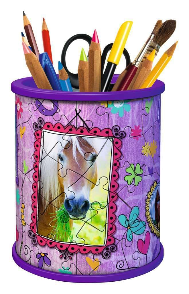 Ravensburger 3D Puzzle 11175 - Utensilo Pferde - 54 Teile - Stiftehalter für Tier-Fans ab 6 Jahren, Schreibtisch-Organizer für Kinder: Erlebe Puzzeln in der 3. Dimension