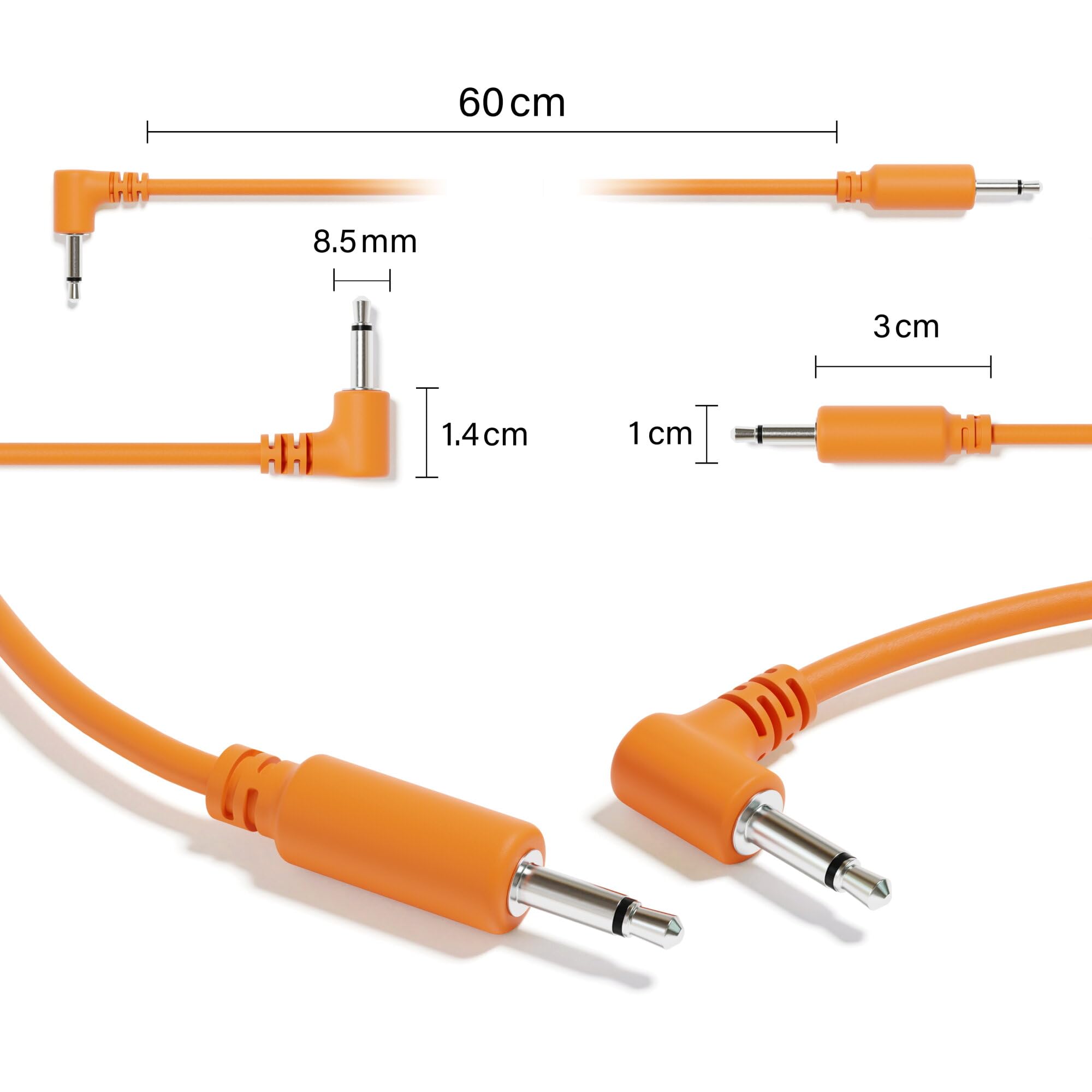 Câbles de raccordement modulaires mono hybrides - TS 3,5 mm 1/8" - Synthétiseur Eurorack [Lot de 10 | 45 cm - 17,72 "]