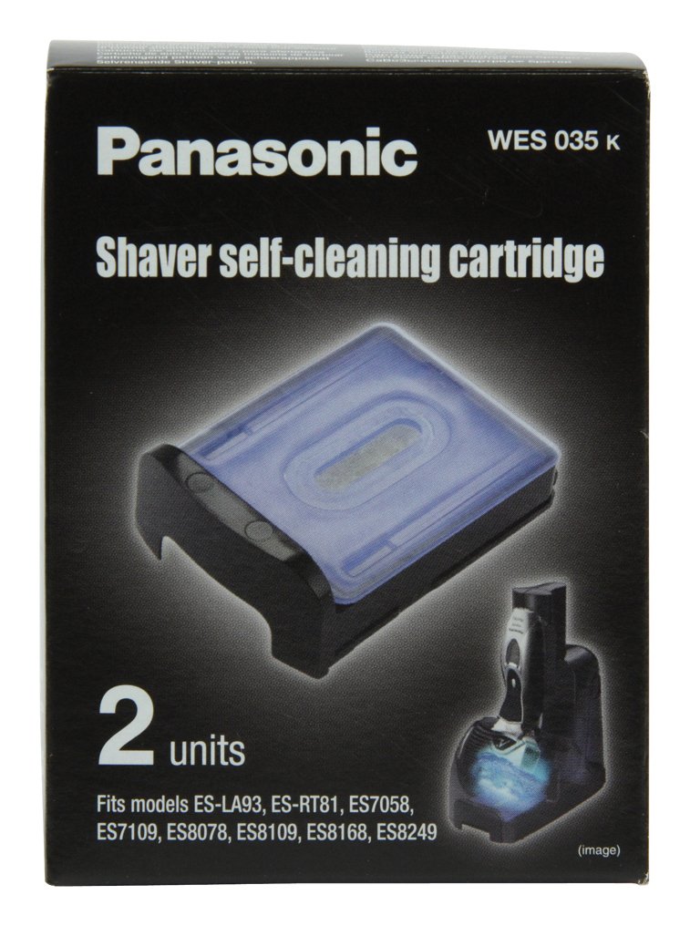 Panasonic WES9020Y1361, Testina di Ricambio per Rasoi Elettrici Uomo ES8249/ES8243, Set Lamina Esterna + Lama Interna Originale & PAN-WES035K503, Cartuccia di Pulizia, Colore Nero