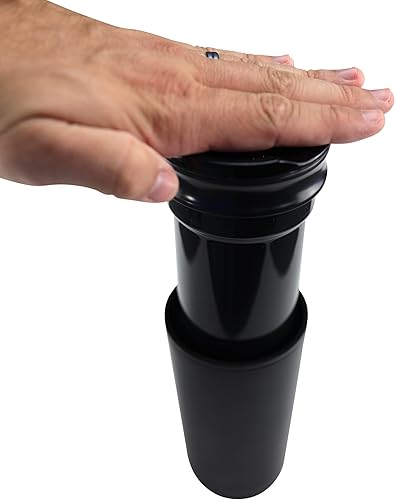 Miniatura 3 de Iconikal Vaso de café aislado con prensa francesa incorporada, cafetera negra de 16 onzas para llevar, cafetera y taza de viaje aislada con tapa