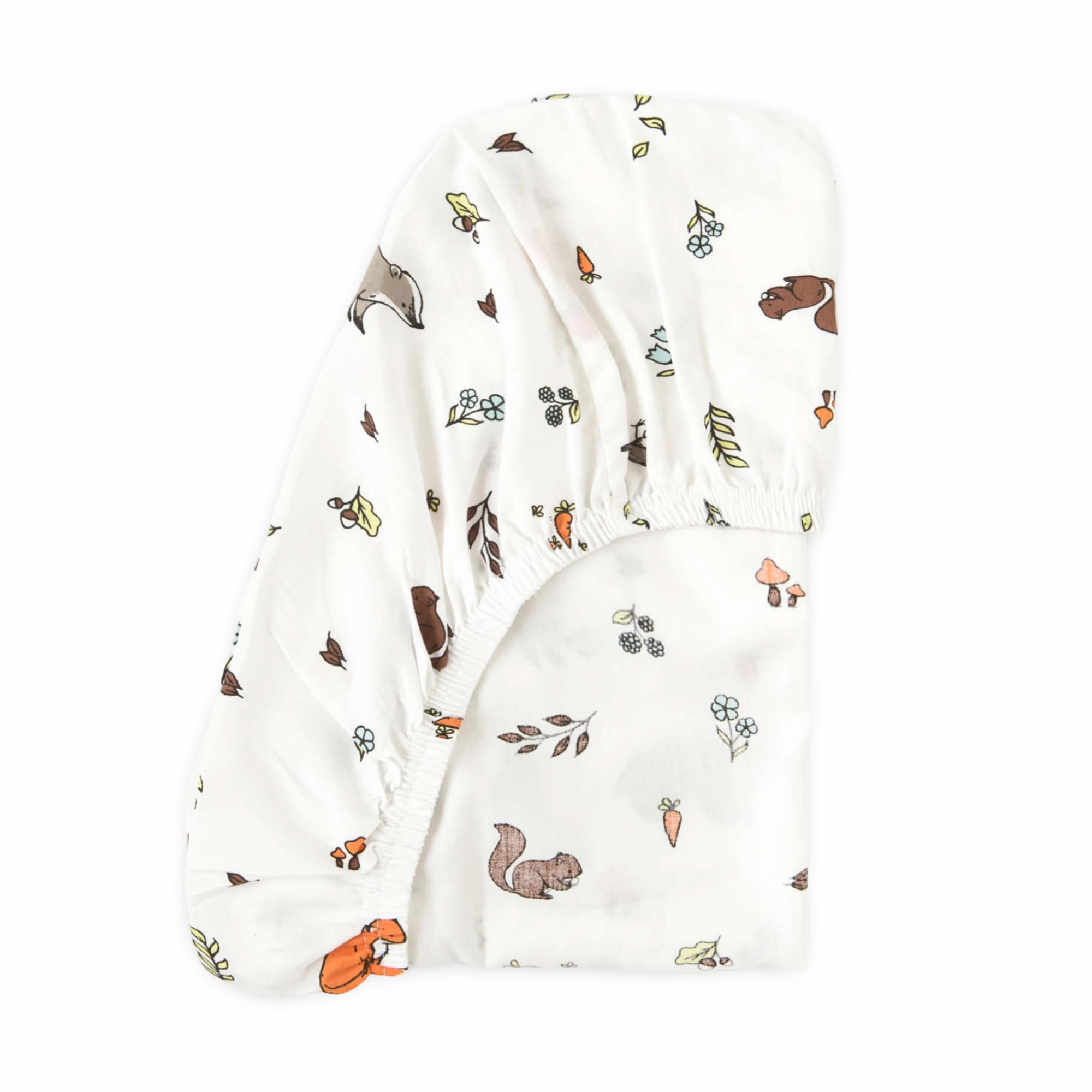 Organic Cotton Moses Basket Fitted Sheet 70x30cm to 75x35cm (Woodland print)
