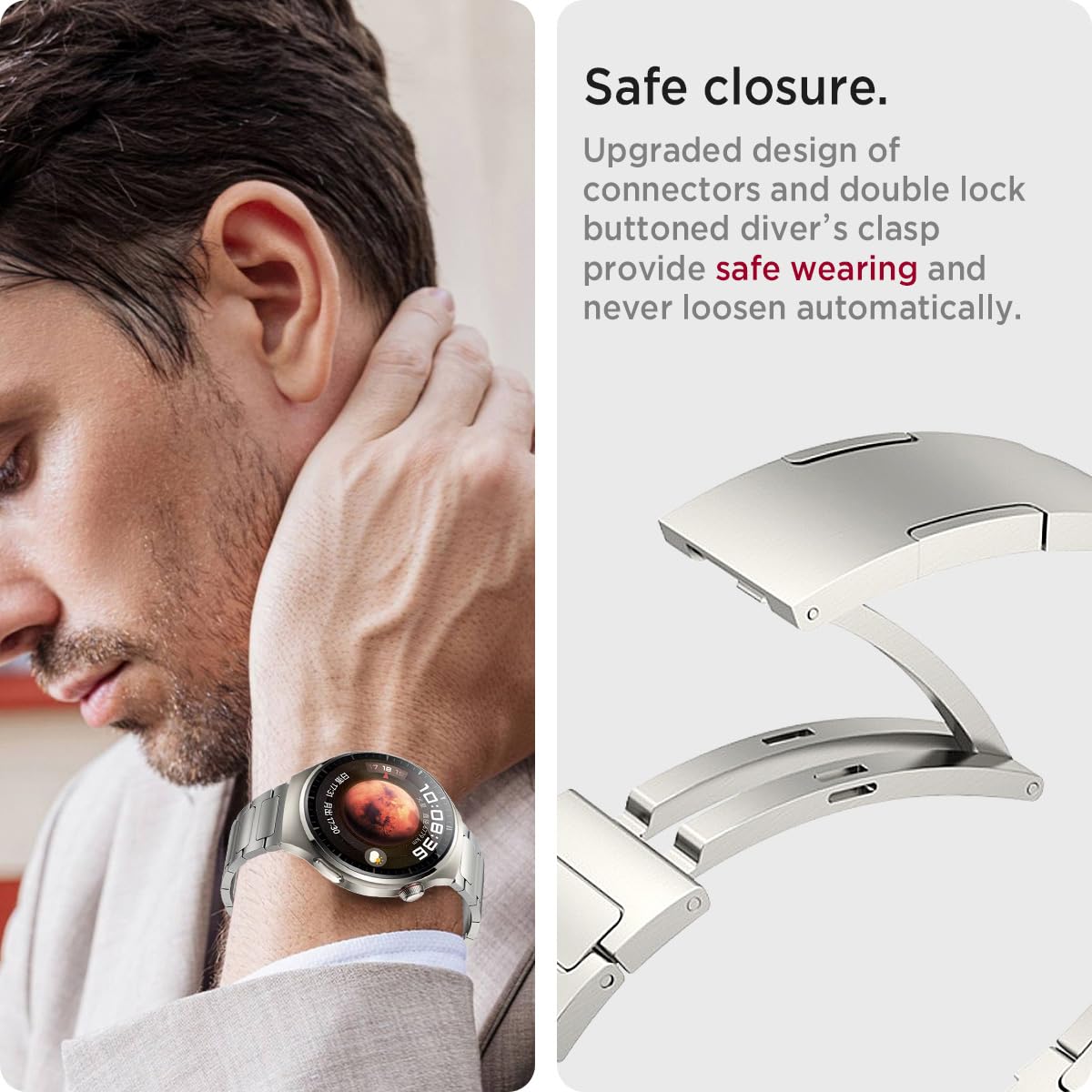 Miimall Armband Kompatibel mit HUAWEI Watch GT6/GT6 Pro/GT5/GT5 Pro/GT4/GT4 Pro/Watch Ultimate 46mm Armband, 22mm Titanstahl Verstellbares Ersatz Armbänder für HUAWEI WATCH6/5/4/3 Pro 46mm-Titanium