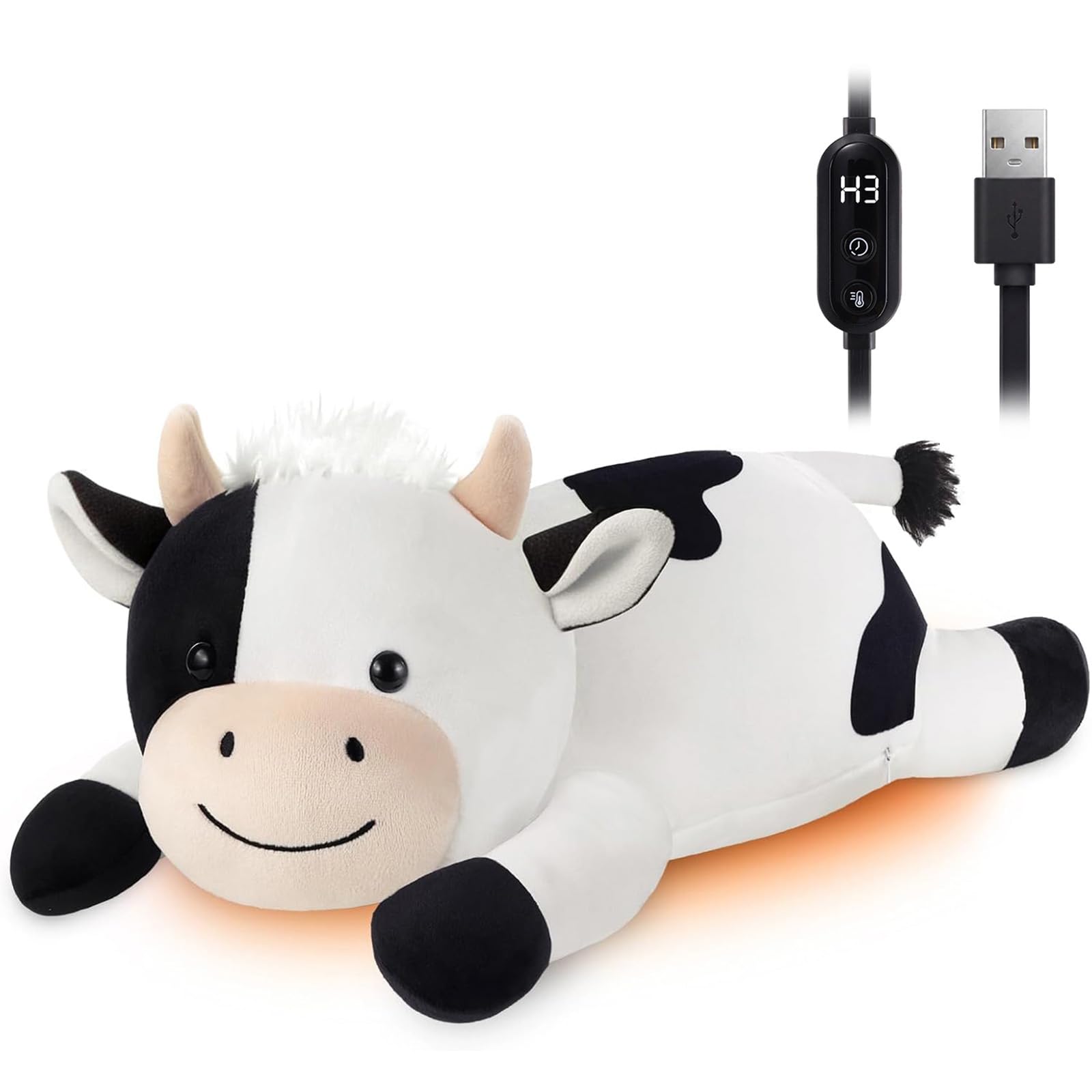 Cow Heating Pad for Period Cramps, USB Power Heated Plush Stuffed Animals