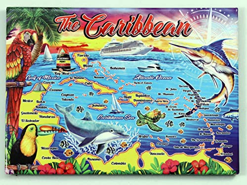 Pop-Art-Magnet, Karibik-Grafikkarte, 6,3 x 8,9 cm Cover