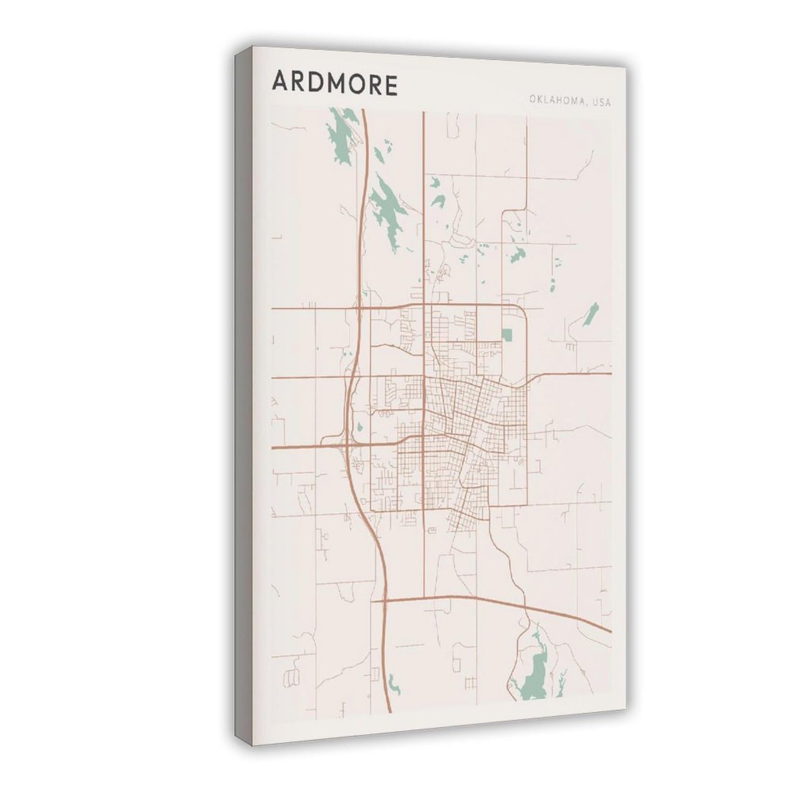 HEYANM Ardmore Map Poster Ardmore Print Poster Wall Art Oklahoma Travel Gift Scandi Canvas Poster Bedroom Office Room Decor Gift Frame 20x30inch