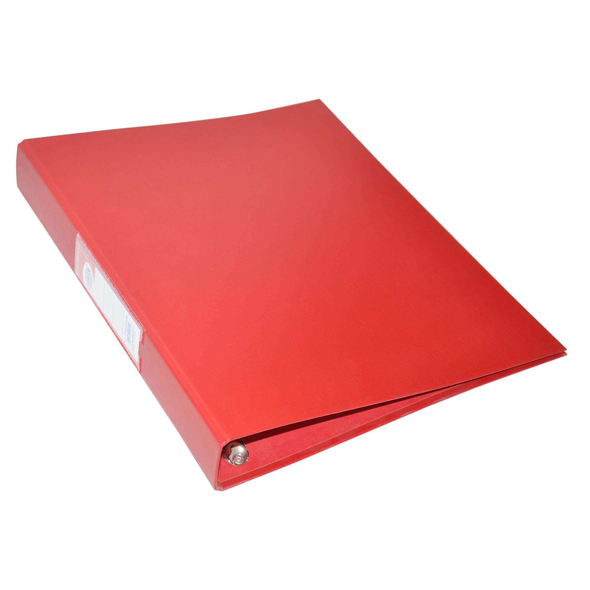 FIS® PP Ring Binders, A4 Size(210x297mm), 4[D] Rings, 25mm Spine Size, with PVC Clear Pocket Spine for Easy Insert Your Customize Label Design, Red Color-FSBDD4PPA4RE