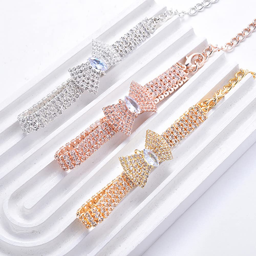 Haustier-Halsband Mit Diamant-Schleife – Verstellbar, Strass Verziert, Für Kleine & Mittelgroße Hunde/Katzen