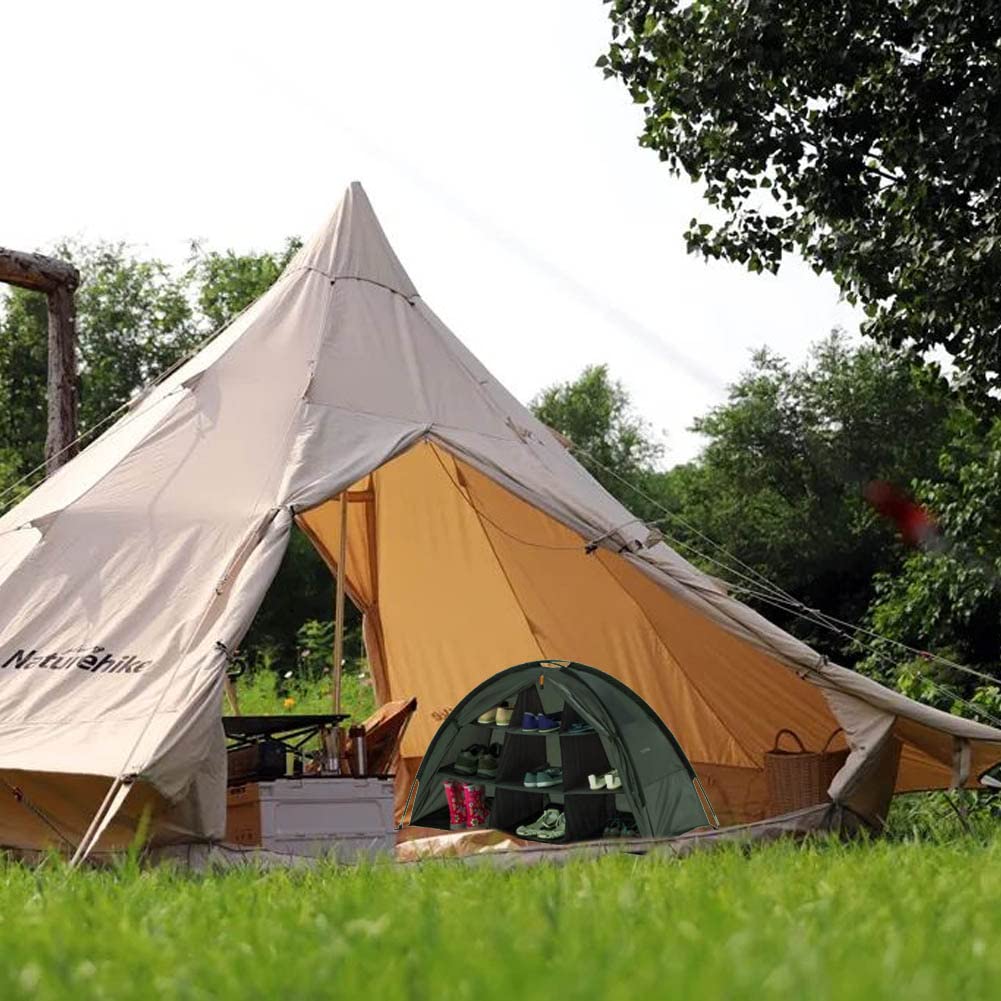 Wasserdichter Aufbewahrungsschrank für den Außenbereich, tragbares Aufbewahrungszelt, faltbar, 9 Regale, Schuhregal, Garten, Rasen, Innenhof, Lagerwerkzeug, Schuppen, Campingausrüstung und Zubehör