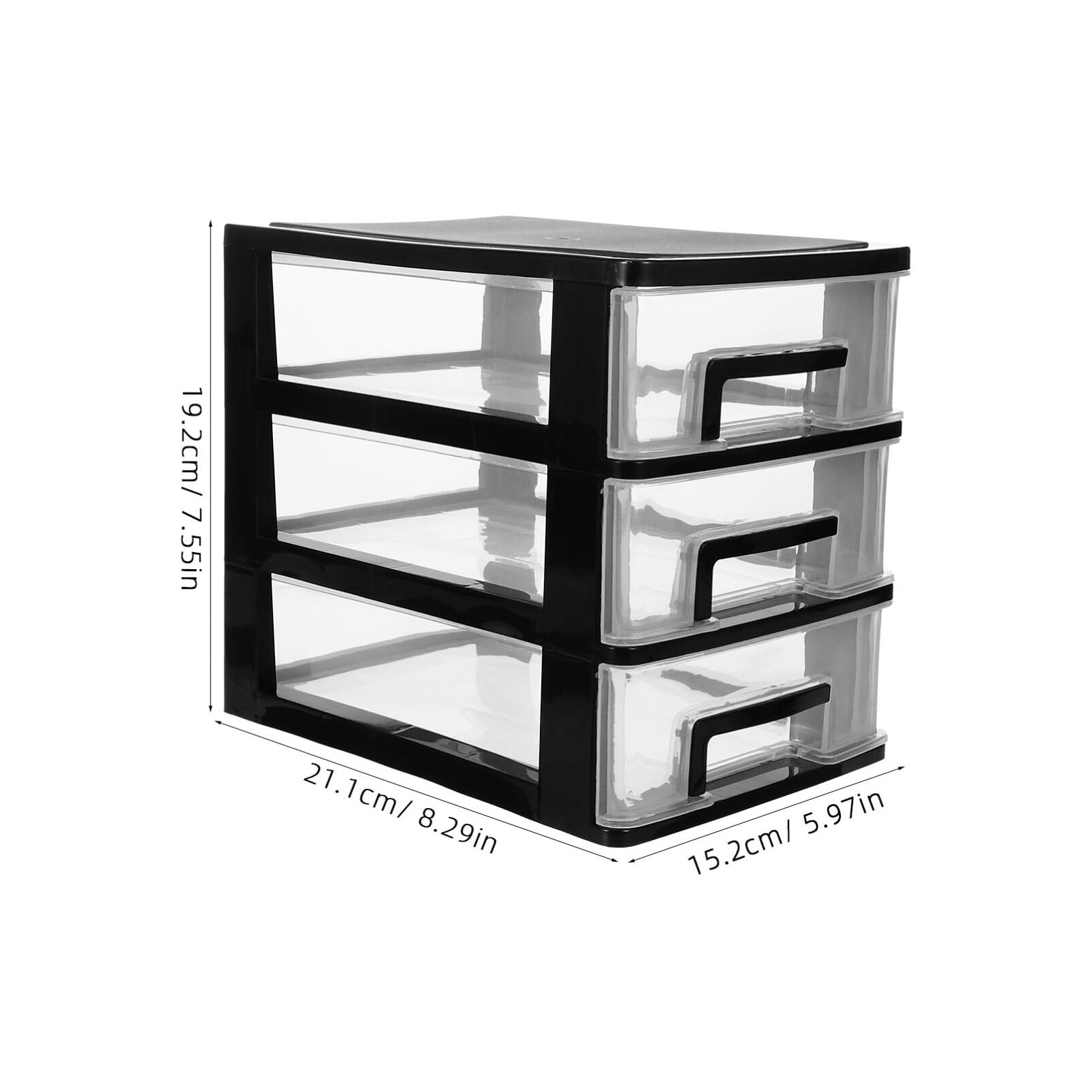 VANZACK Three-layer Portable Storage Cabinet with Drawer Design Black and Transparent Organizer for Office Study Room and Home Multi-deck Plastic Furniture