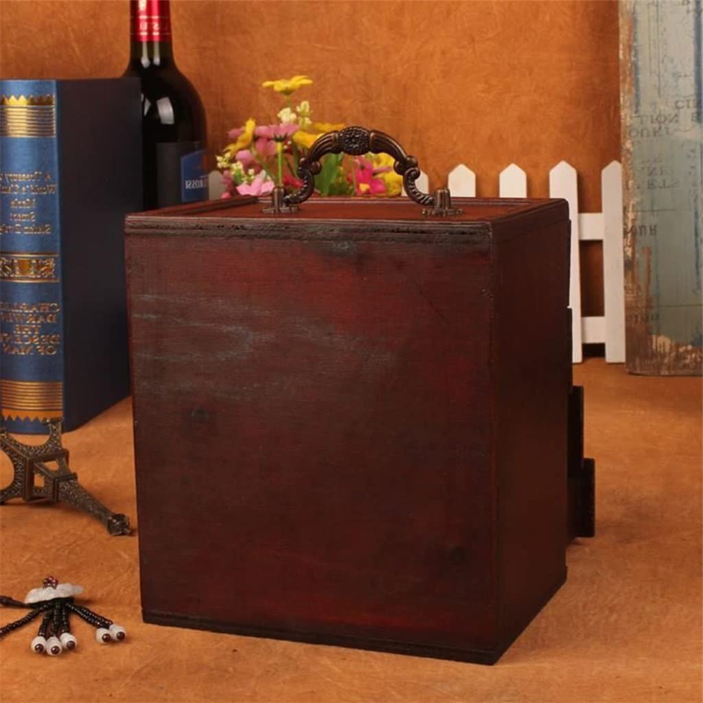 Portagioie retrò Classico per Donna, 4 cassetti, Fatto a Mano, Antico, Grande capacità, in Legno, Portatile, Regalo per Donna
