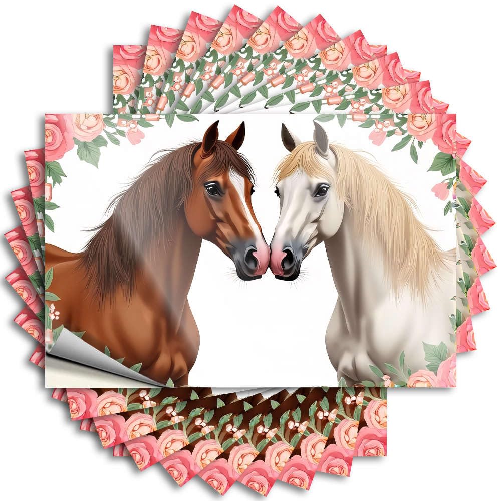 Emo, Tattoos Funny Helmet Quote Stickers, Autumn No Residue Decals for Luggage | Alcohol Party Favor Custom Two Horses with Flowers in The Background(8X12CM)
