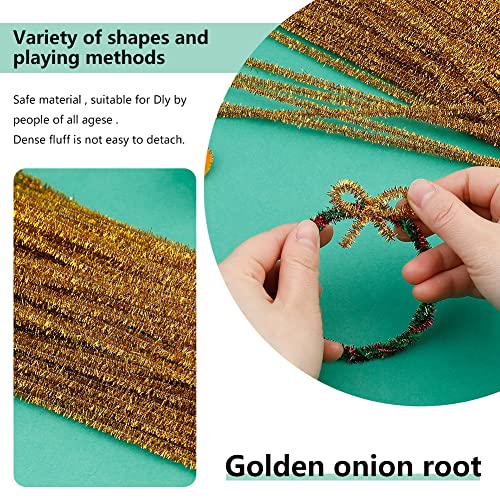 Image of 100PCS Pipe Cleaners Chenille Stem Glitter Gold Craft Pipe Cleaners | DIY Craft Fuzzy Sticks, Pipe Cleaners Bulk for Creative Handmade DIY Art Craft Decoration Supplies