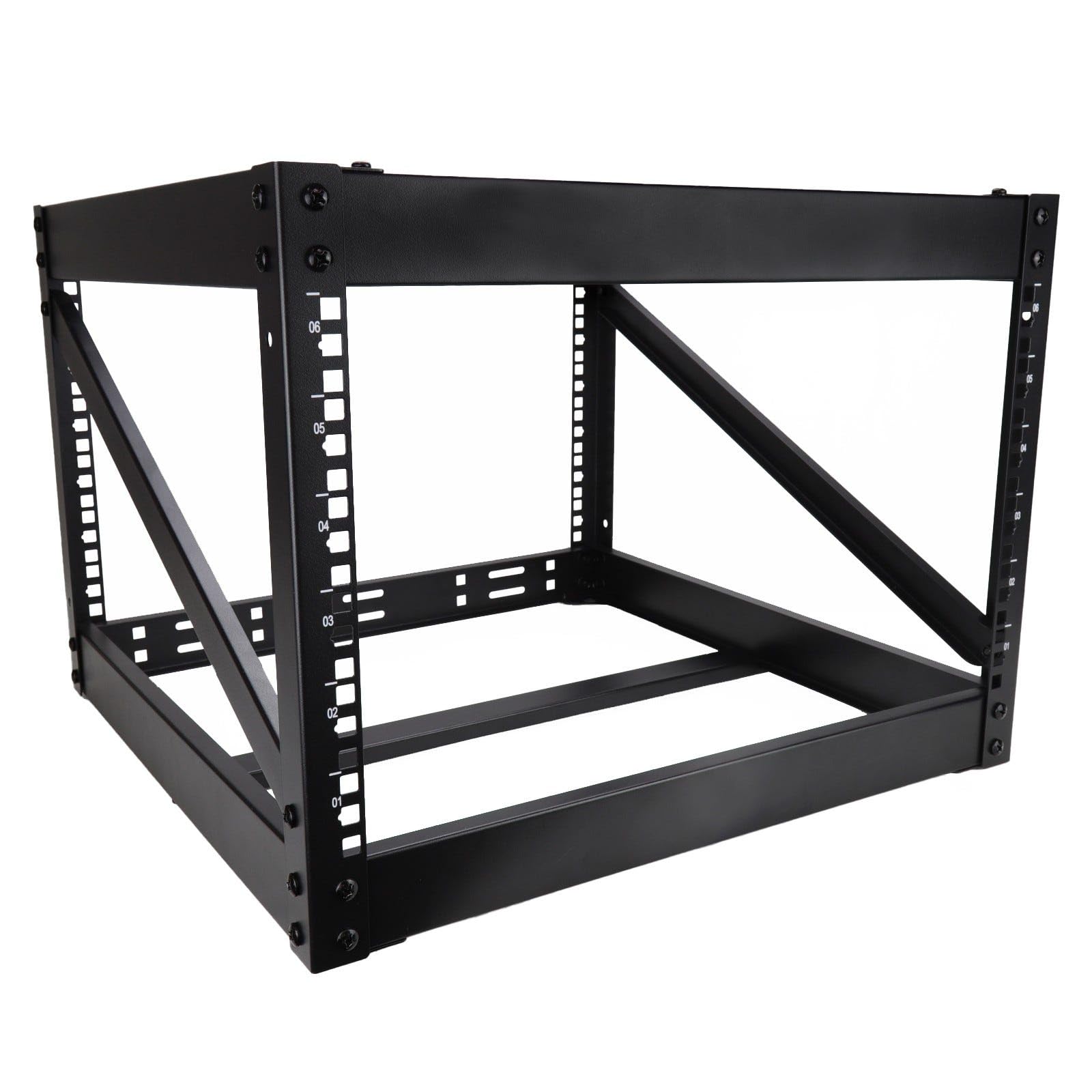 kenable Rack Abierto 19 Pulgadas 6U para Equipos de Red y Servidores - Armario de Datos Montaje en Suelo o Escritorio - Profundidad 482mm - Acero con Recubrimiento en Polvo