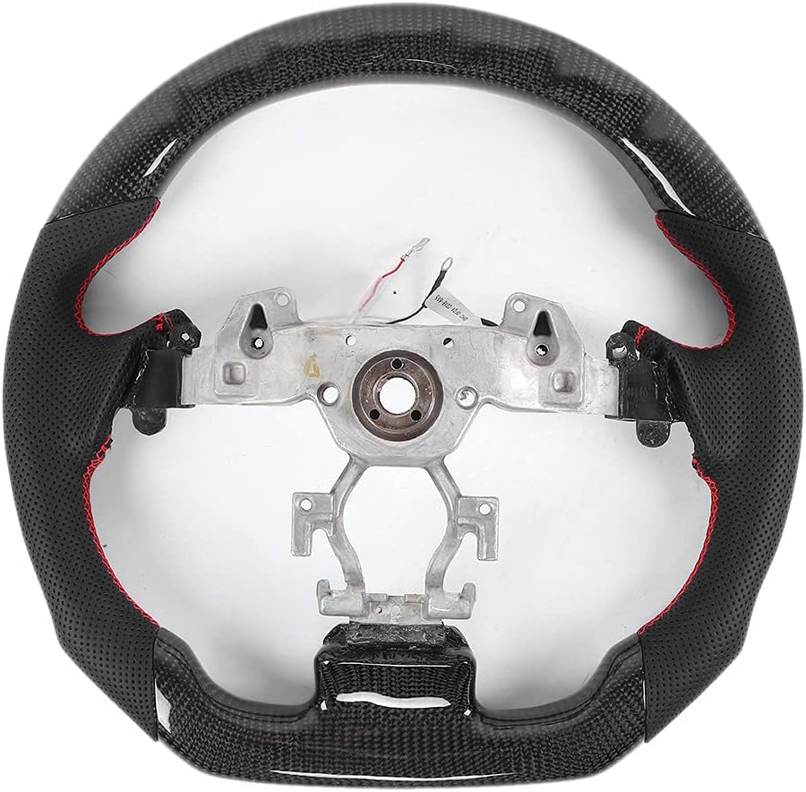 Acouto Steering Wheel Carbon Fiber Perforated LED Car Steering Wheel Auto Modified Accessory for G37 2009-2013