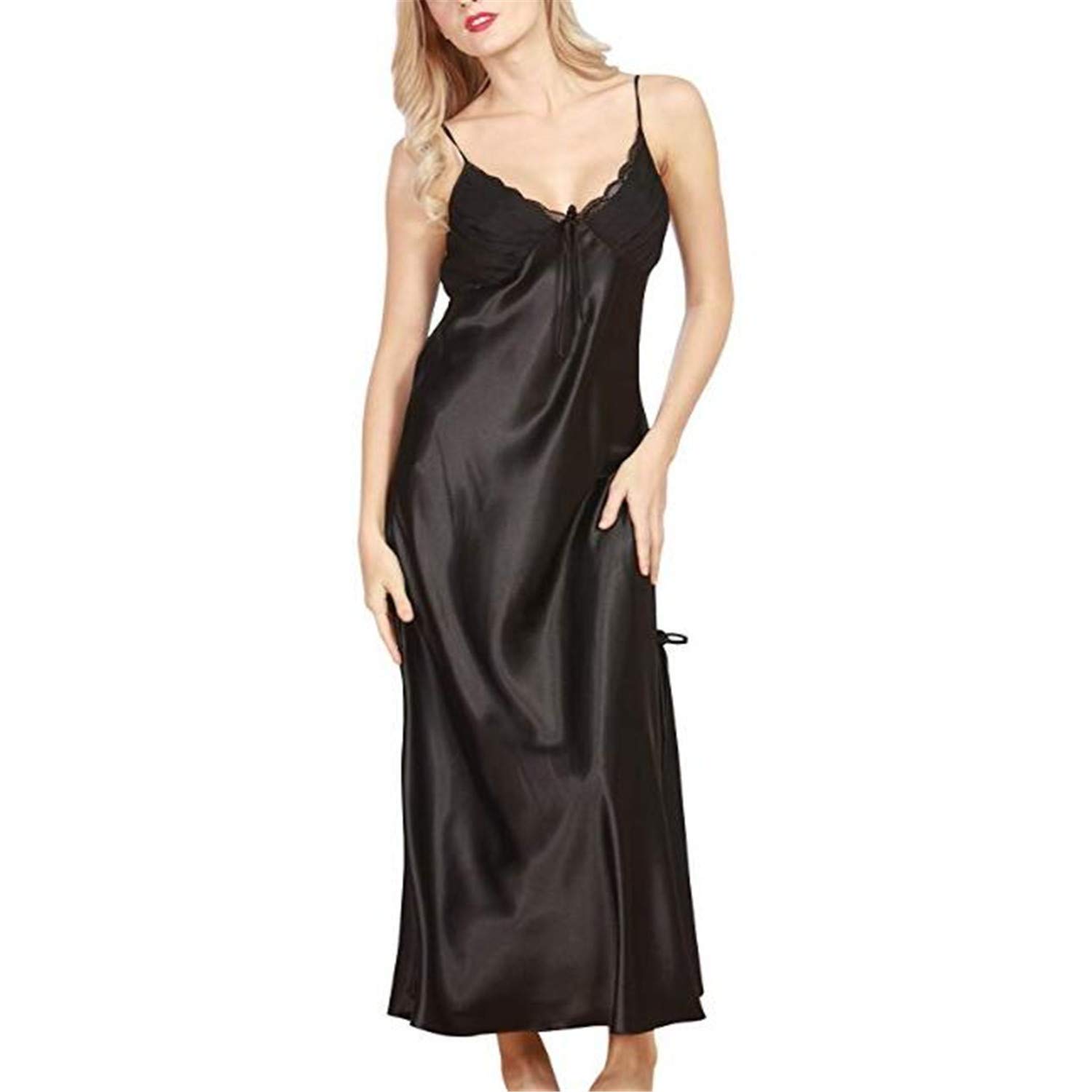 Women's Ladies Long Satin Nightdress 