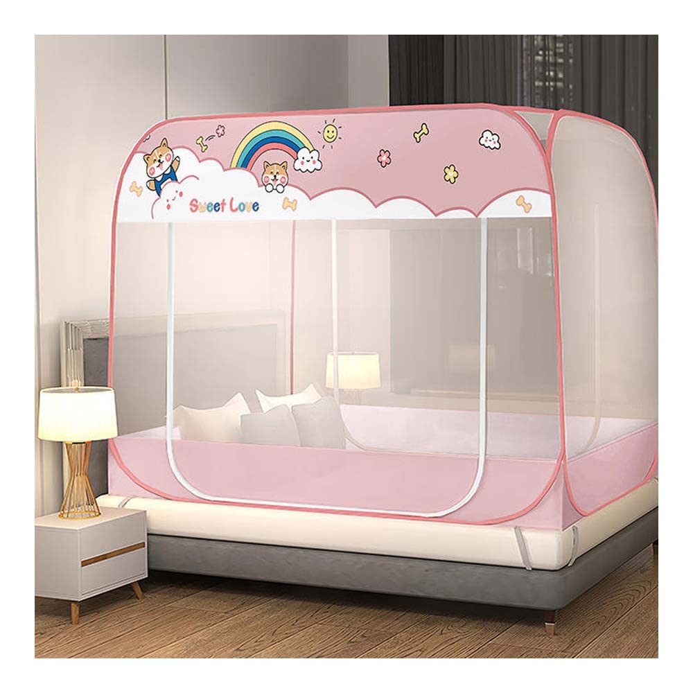 OKUOKA Pop up darmowa instalacja automatyczny stojak dwa drzwi niedroga długotrwała składana kwadratowa moskitiera moskitiera, 1,2 x 1,95 m, 3