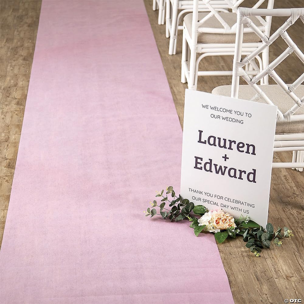 Fun Express Blush Pink Wedding Aisle Runner 100 Feet Long - Premium Carpet Runner for Wedding Ceremony Indoor Outdoor | Proposal Decorations Will You Marry Me Sign Setup | Wedding Decor Essentials