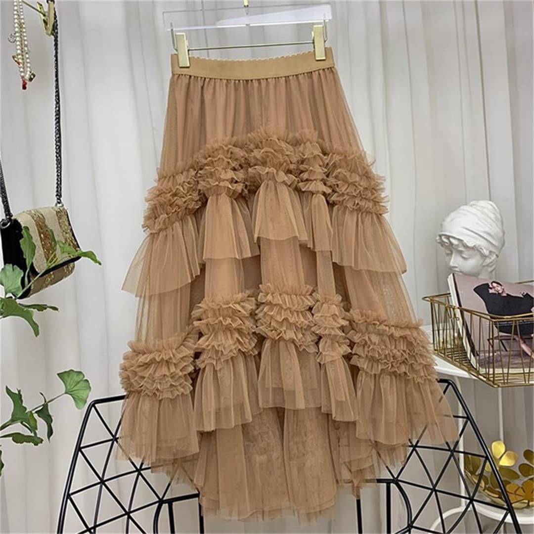 Gonne in Tulle a Strati Multistrato Primaverili per Donne Gonne Lunghe a Strati ad Alta Attesa Gonne a Torta in Rete