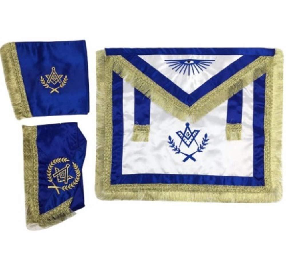 Tablier de rechange Master Mason satin bleu franges pour cérémonie maçonnique