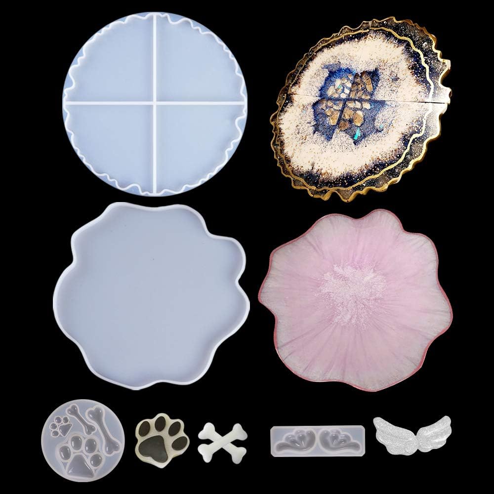 Coasters Resin Molds, Silicone Molds for Resin, 4 PCS Flexible Geode Agate Molds,for Making Cup Mats, Geode Coasters, Home Decoration