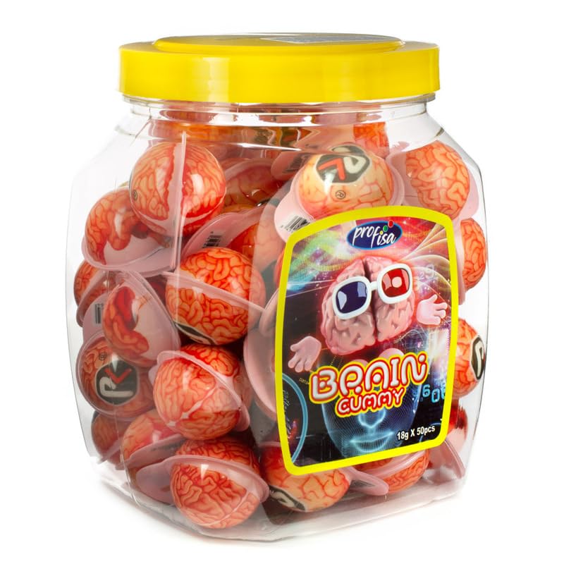 Gomas Rellenas Brain Gummy 50 Uds – Caramelos de Goma con Forma de Cerebro y Relleno Líquido Ácido