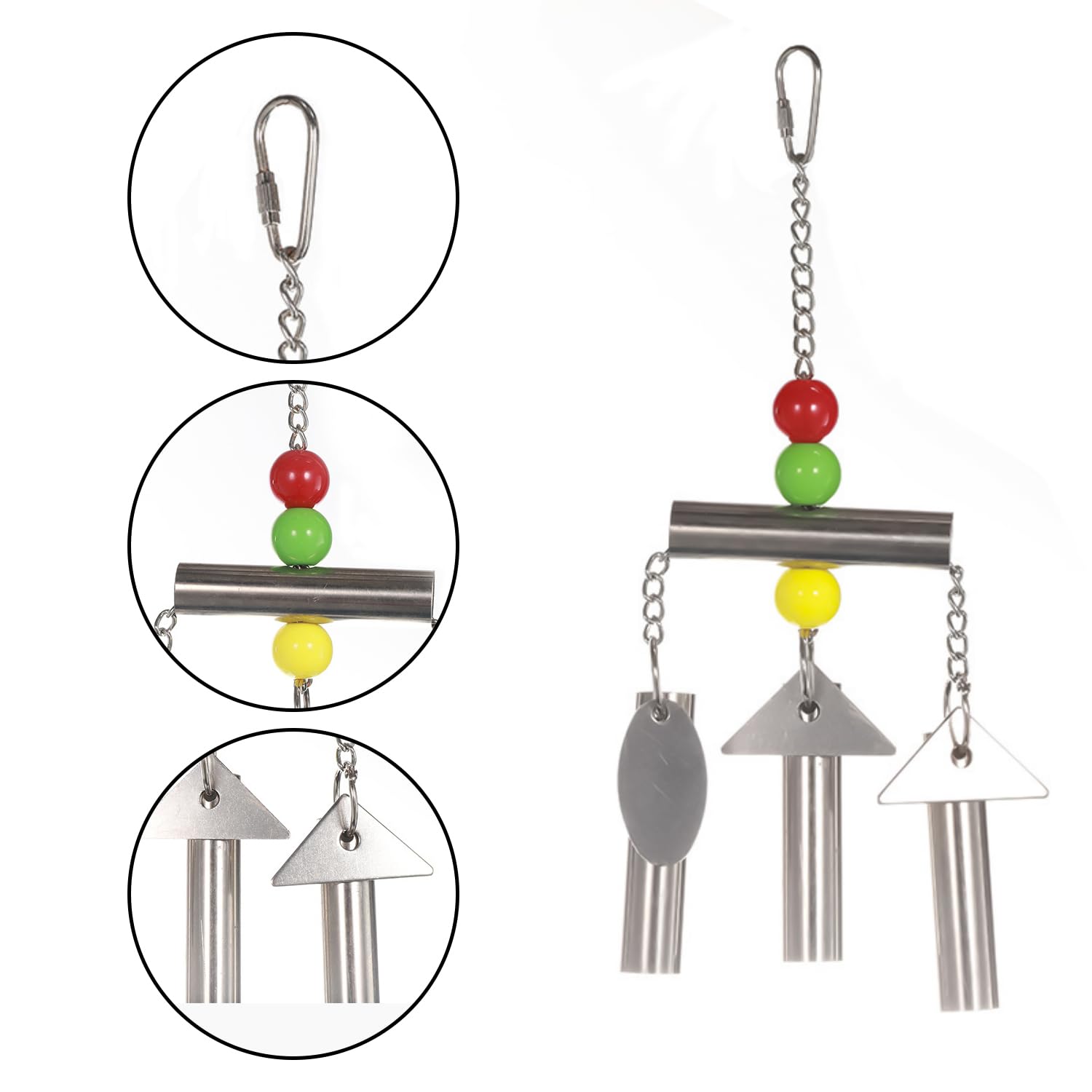 Bohue Bird Cage Hanging Bells Cage Decor Bird Standing Toy Stainless Steel Bells Toys Interesting Bird Toy Interactive Bells Toy for Birds Middle-Large Size Parrot Standing - Image 2