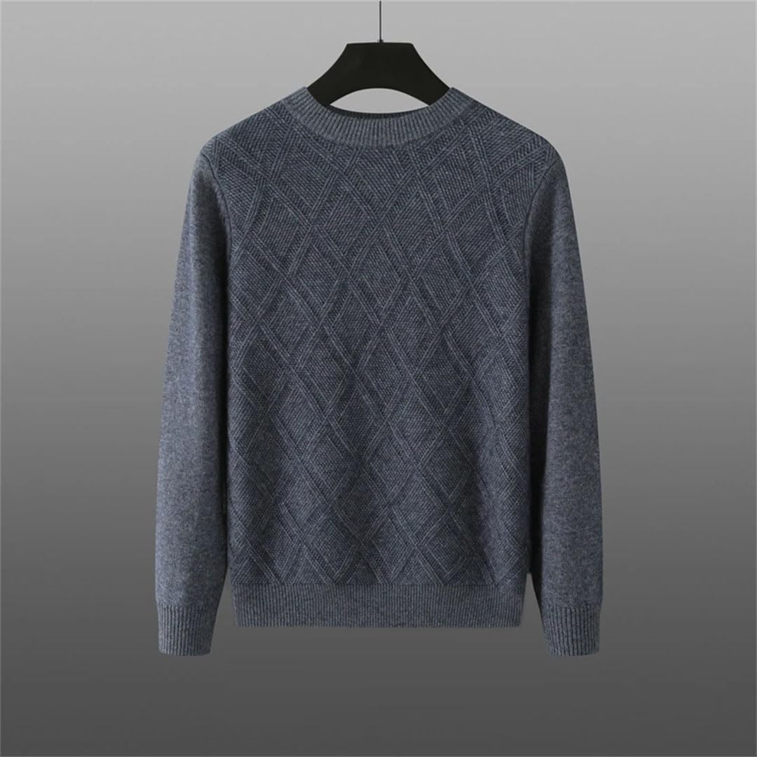 Męski sweter w 100% z koziego kaszmiru z okrągłym dekoltem sweter biznesowy sweter zimowy gruby luźny dół koszula.