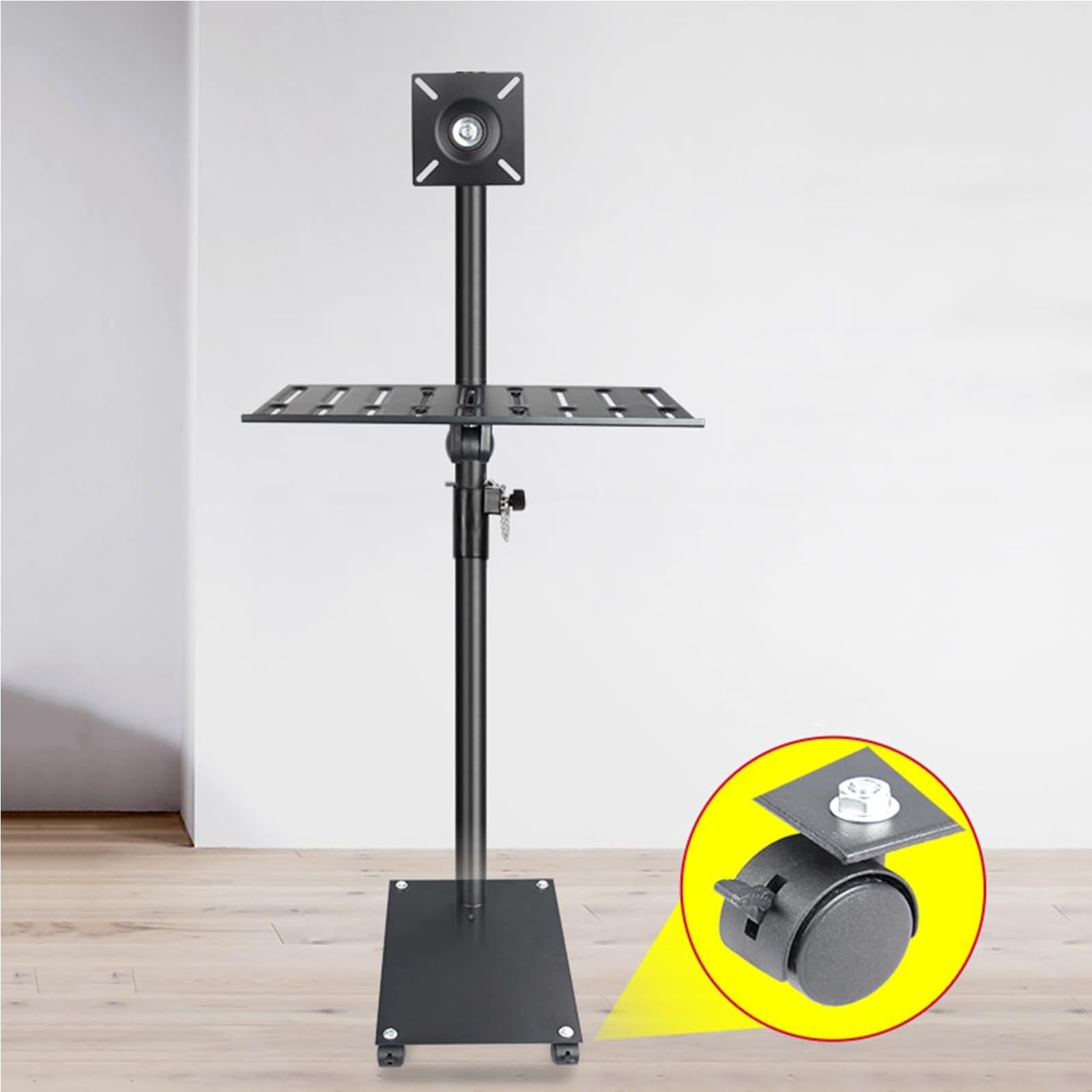 HPTHLY Mobile Stand - Mobile Tv Stand With Wheels, Mobile Stand For 12-24 Inch Tvs, Max Vesa 100X100Mm Tv Mount, Holds Up To 10Kg/22Lbs, Height Adjustable Tv Cart With Laptop Shelf
