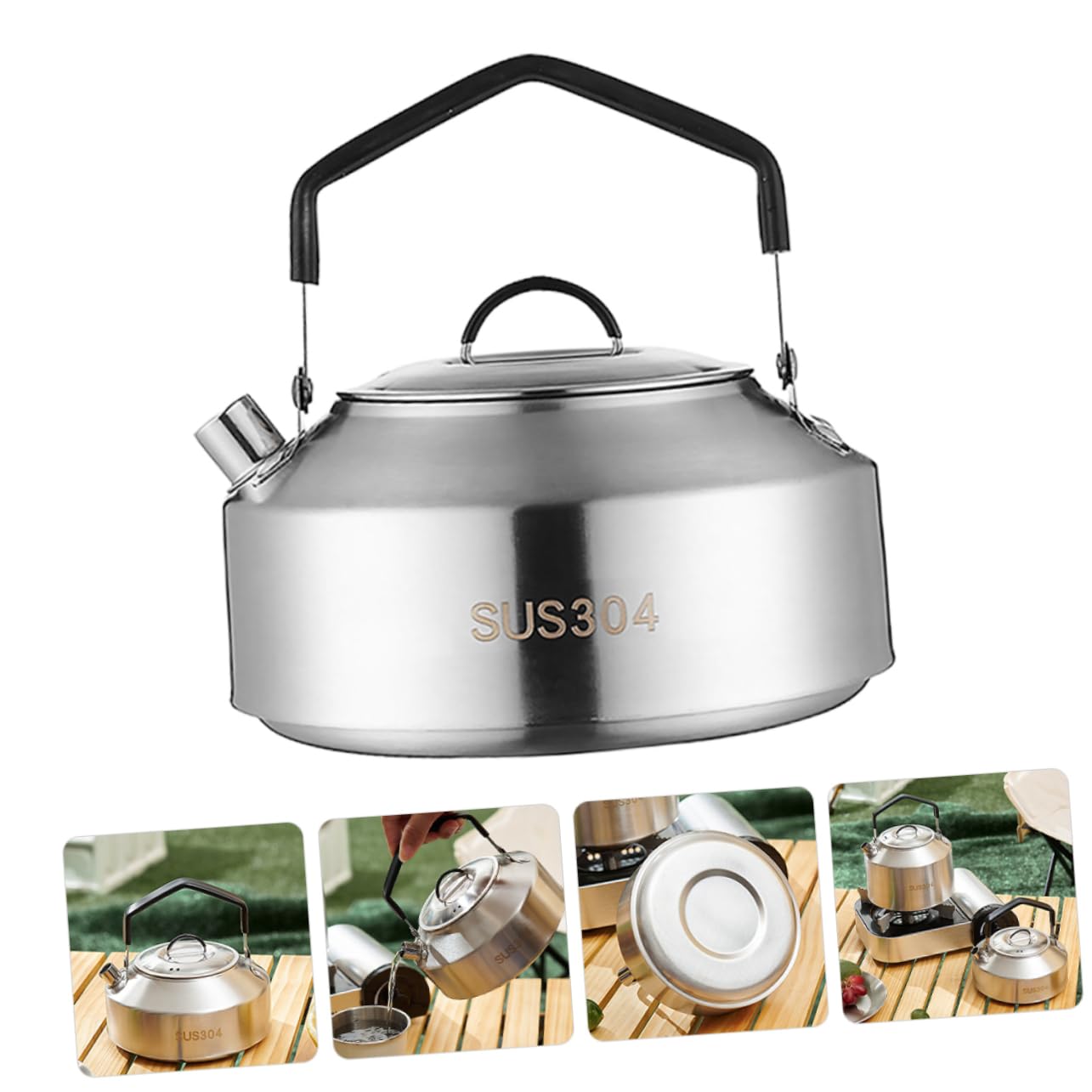 BRIGHTFUFU Large Capacity Stainless Steel Kettle Ideal for Camping Hiking Outdoor Activities Boil Tea Water Milk