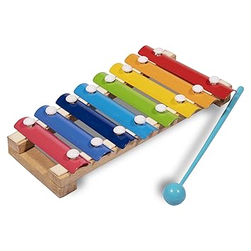 WISHKEY Wooden Colorful Xylophone Musical Toy, Metal Keys with Plastic Stick Mallet for Kids Educational Musical Instrument with 8 Notes, 3+ Years (Pack of 1, Multicolor)