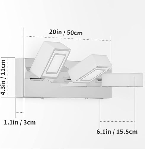 Miniatura 3 de Moderna luz LED regulable, ángulo de luz de 180 hacia arriba y hacia abajo y rotación de 360, 3 luces cromadas de baño en la pared sobre espejo para