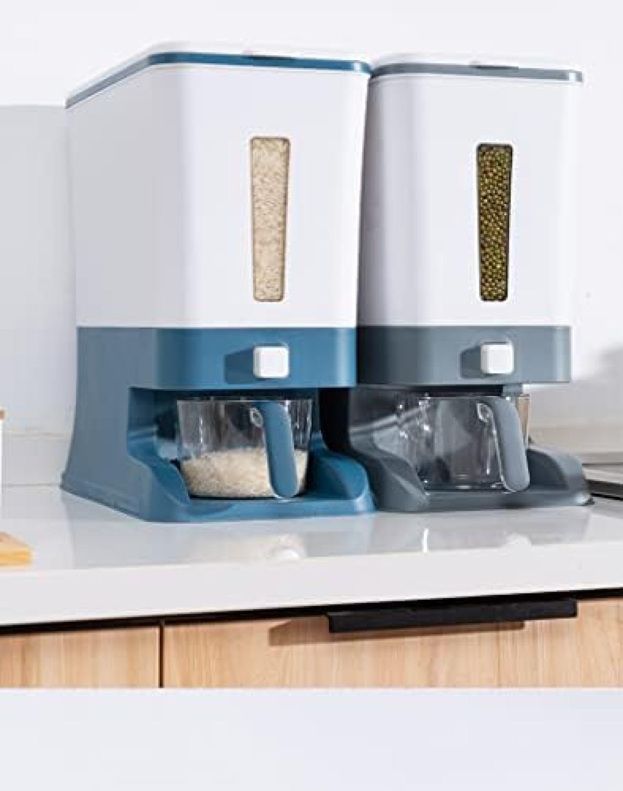 Stylish rice container, rice bucket, storage container, rice storage tank, food storage tank, rice storage container, rice box, large capacity 12kg, automatic measuring storage, storage container, me