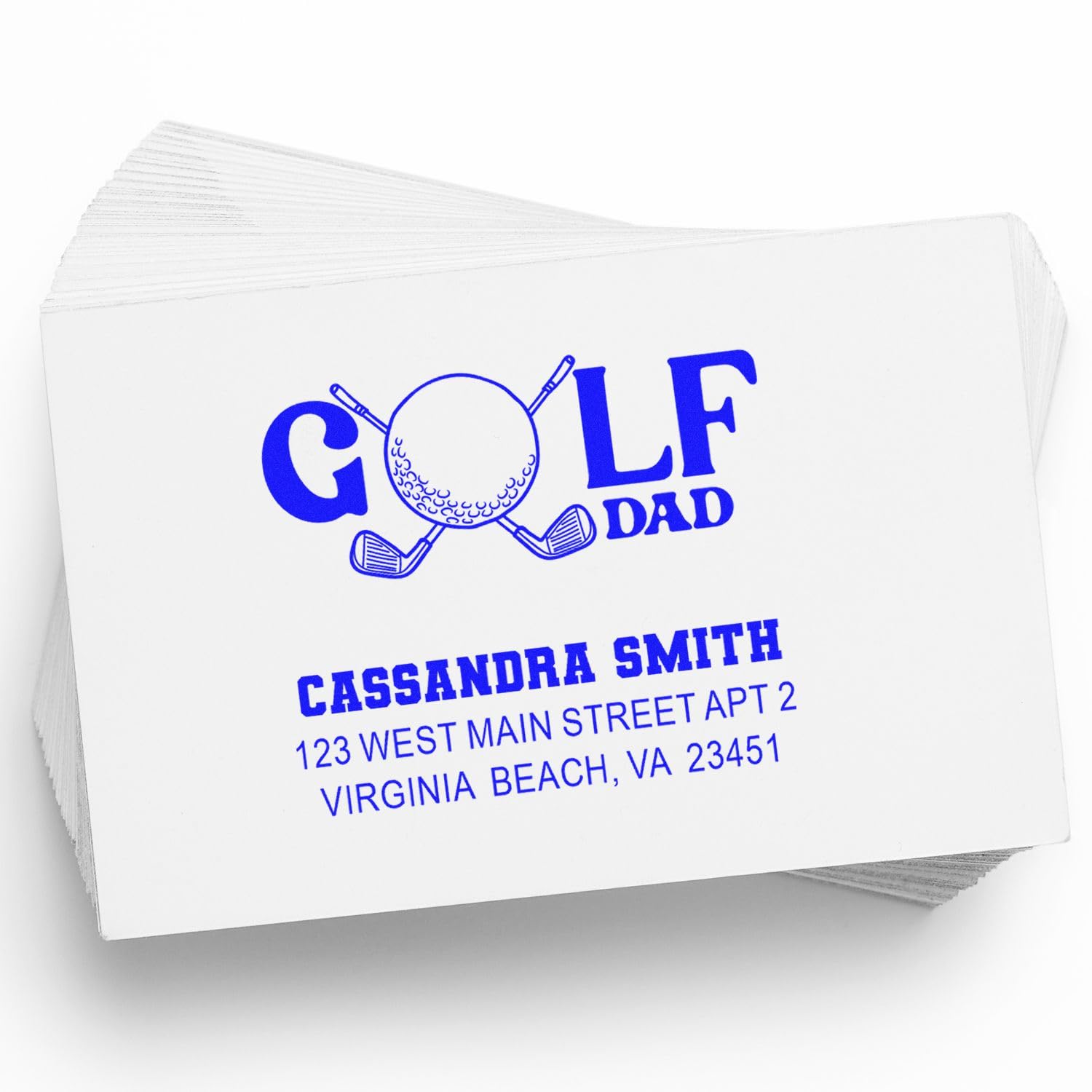 Golf Dad Slim Pre Inked Address Stamp - 1-5/8 Inch Square Imprint