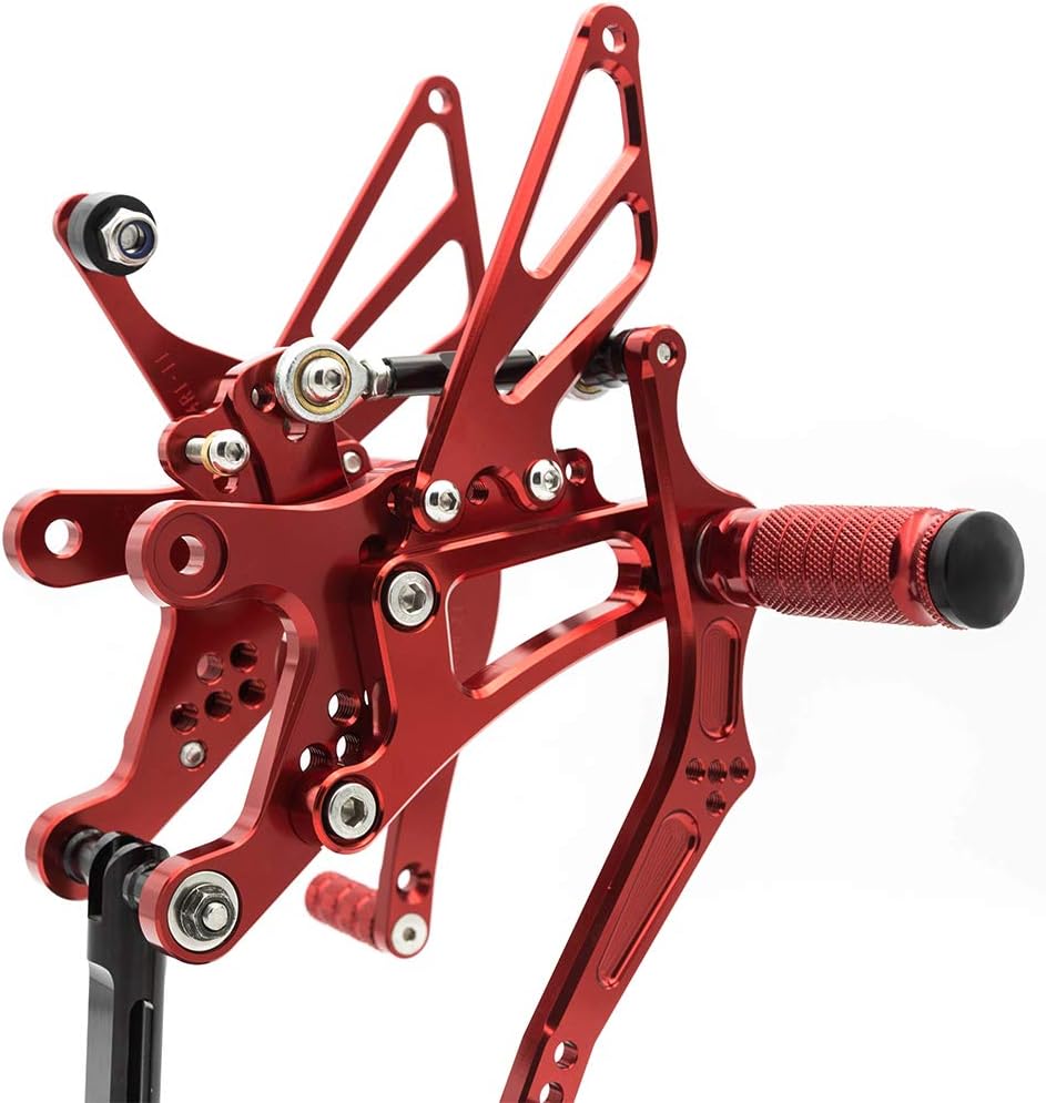 FXCNC CNC 04-06 R1 Billet Motorcycle Rearset Foot Pegs Rear Set Footrests Fully Adjustable Foot Boards Compatible with YZF R1 2004 2005 2006