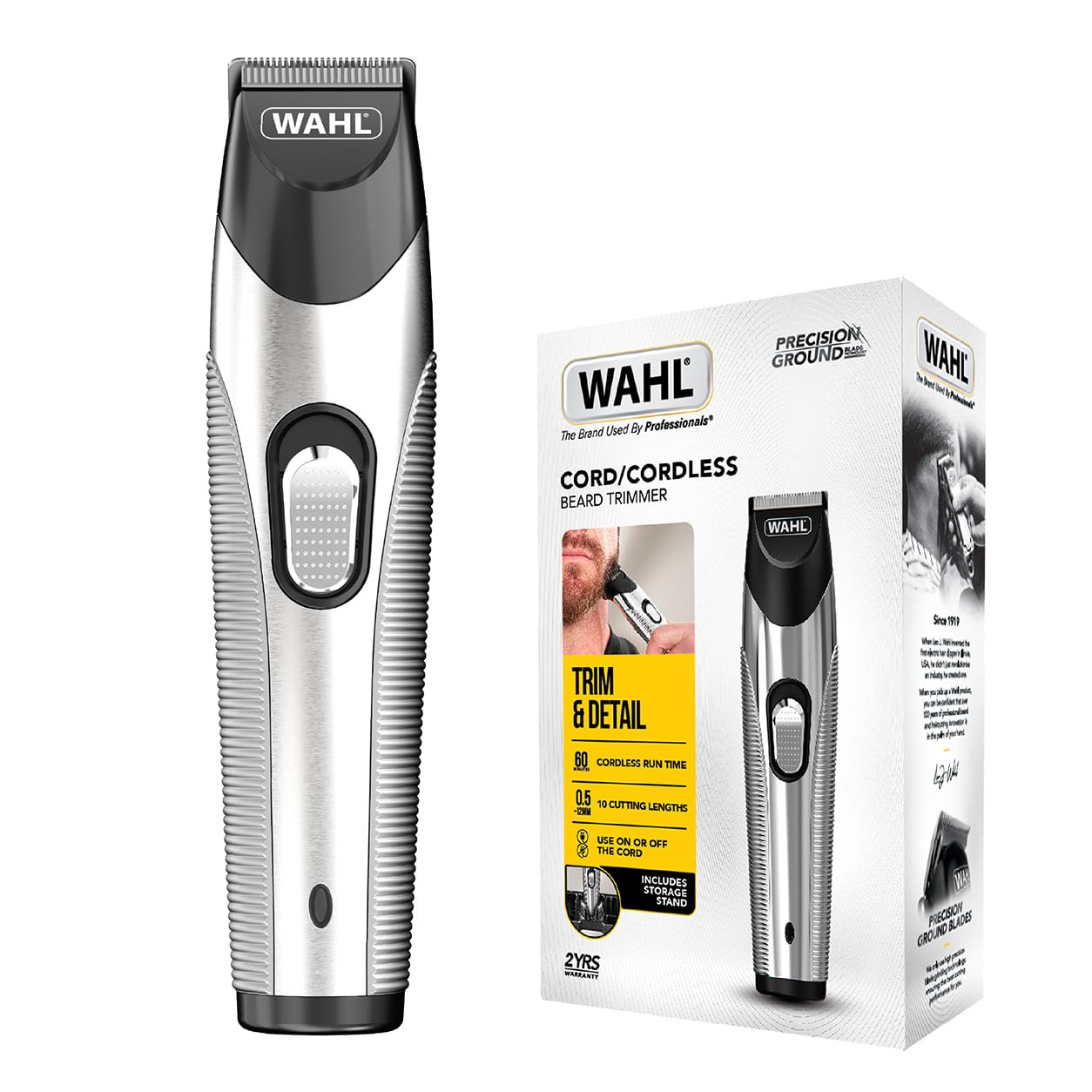 Wahl Cord/Cordless Stubble & Beard Trimmer, Beard Trimmer for Men, Men’s Cordless Hair Trimmers, Stubble Trimmers, Male Grooming Set, for Trimming Beards, Stubble and Hairlines, Beard Care Kit