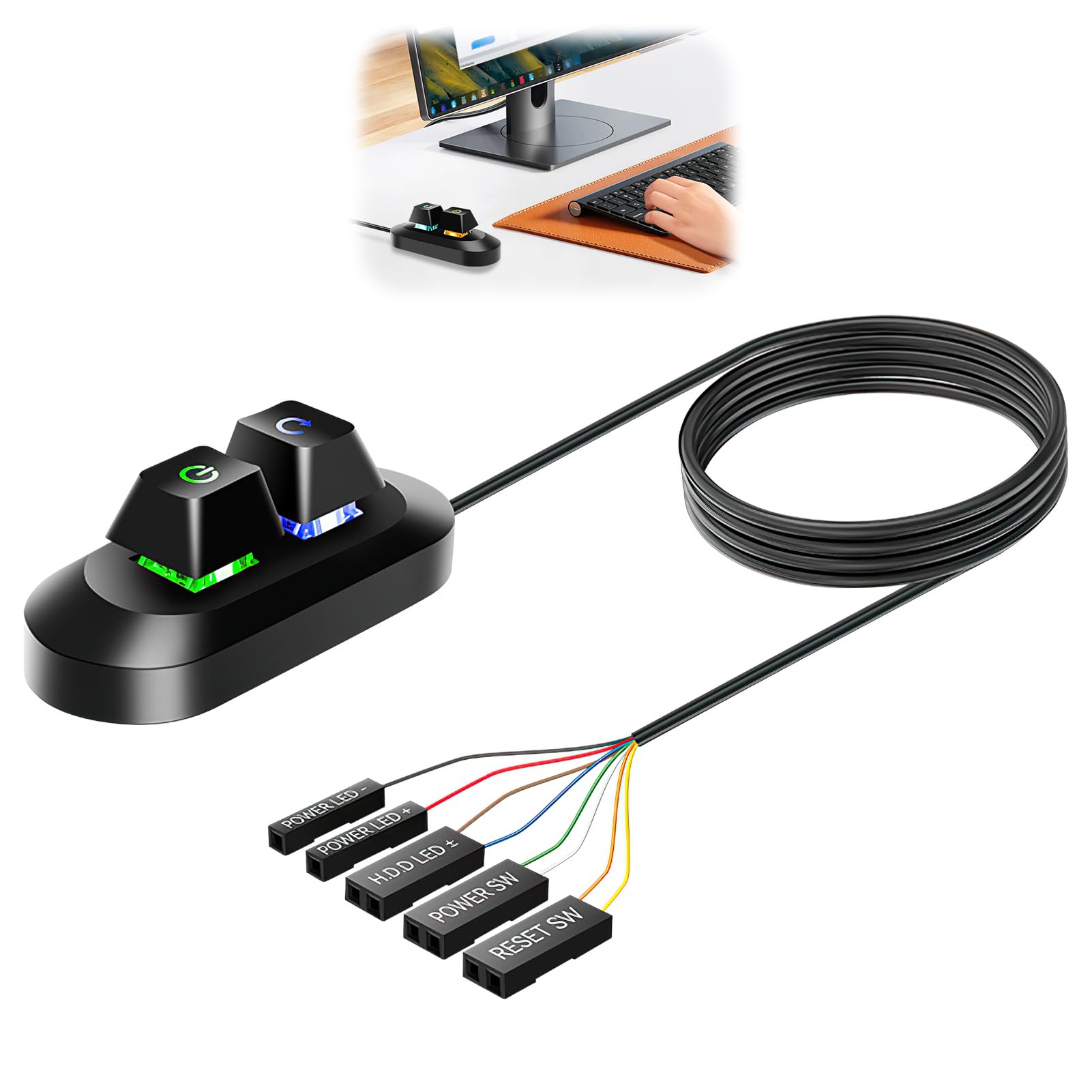 Amztour Botón Alimentación Externo Interruptor de Alimentación para PC Botón de