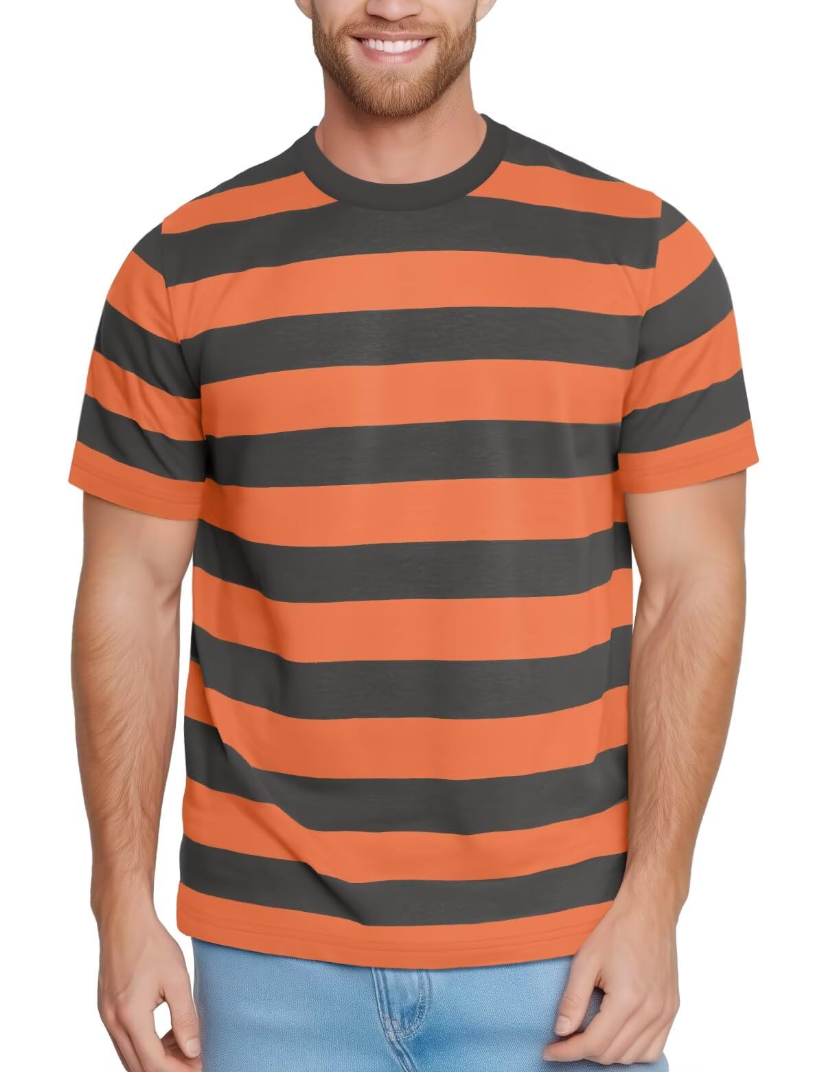 Zengjo Mens Striped Shirt Short Sleeve T-Shirts