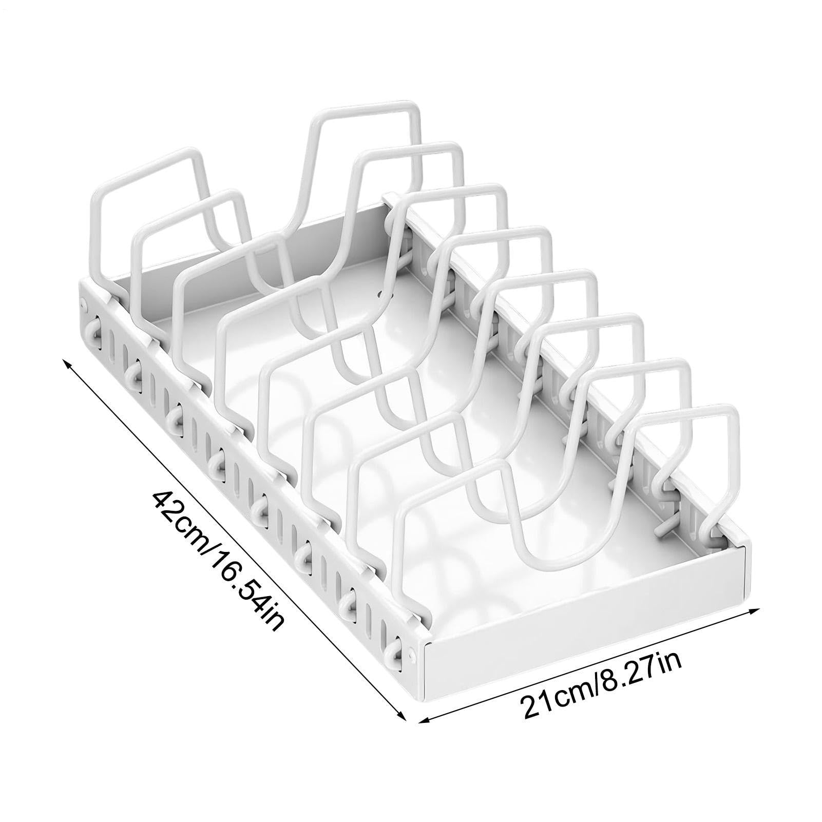 Organizador de ollas extraíble - Soporte para ollas adhesivo con polea | lisa, rejillas para ollas, armario para ollas ajustables con polea para cocina | utensilios de cocina, utensilios de cocina