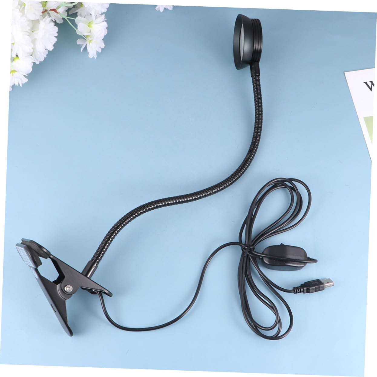 Toddmomy Lampada da Lettura LED Clip 4w, Collo Flessibile, Nero | Alimentazione Usb, Doppia Regolazione Luminosità, Paralume Eye-care, per Leggere a Letto e Usare Tastiera