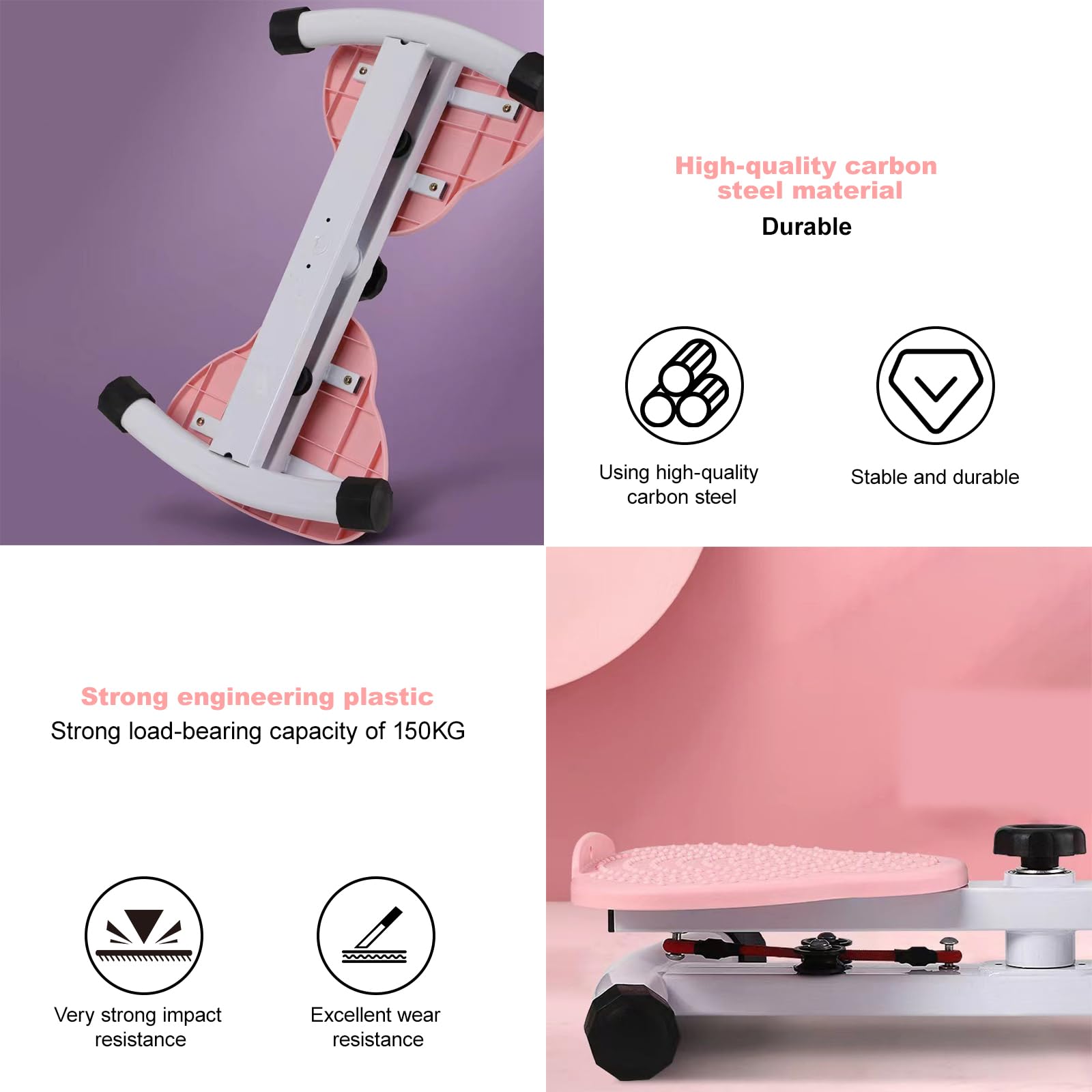 Talia Twister Board Twist Workout Machine - masaż refleksologiczny 3D, cichy 20 dB, regulowana lina napinająca, 150 kg ABS/stal węglowa, przenośna 3,5 kg, bez montażu
