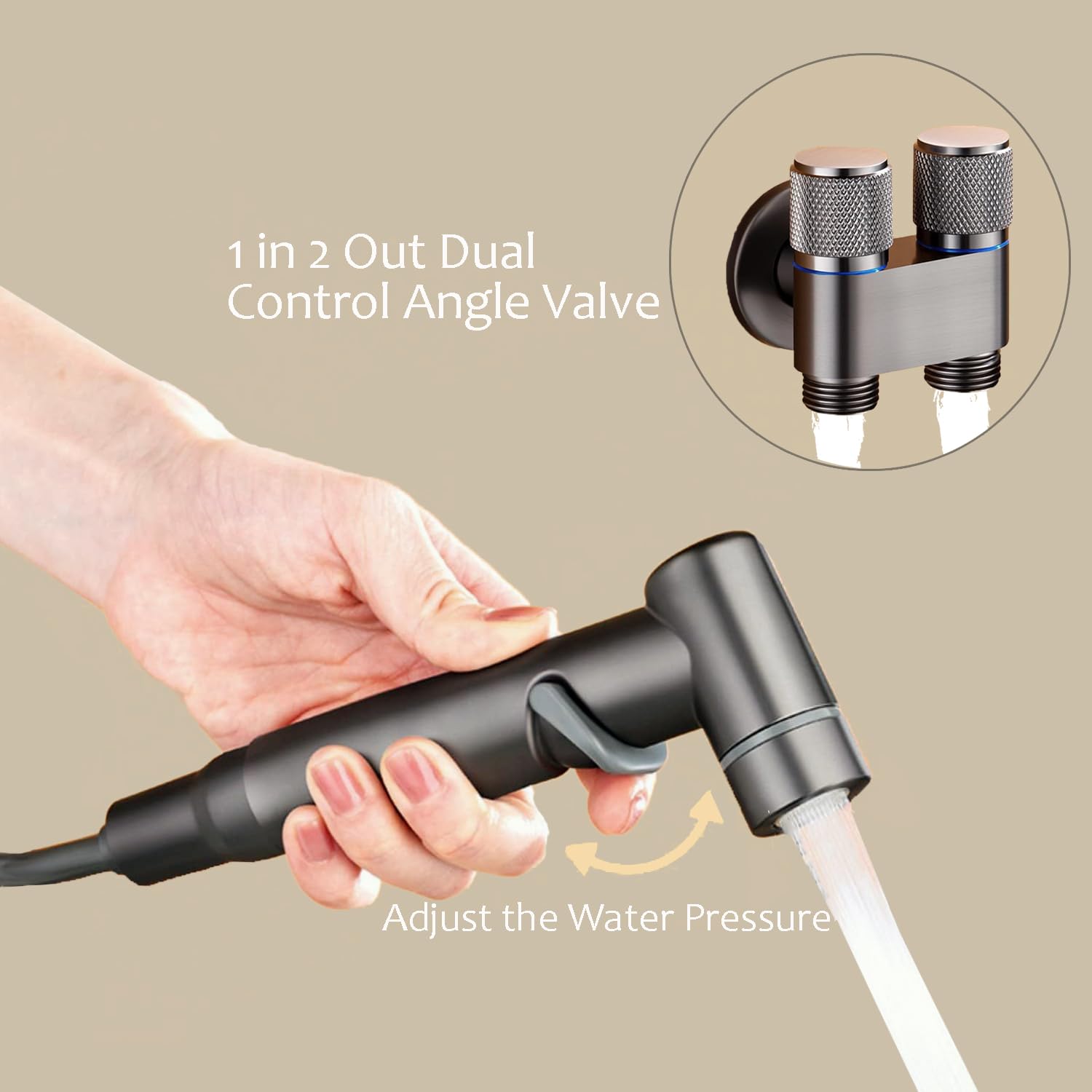 Grifo Bidet Para, Duchas Higienicas Para, Vide Portatil Para, Equipado Con 2 Metros De Manguera, Adecuado Para Duchas Musulmanas, Higiene Personal, Baño De Mascotas (Gris-01)