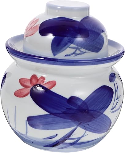 LIFKOME Kimchi Onggi Olla de ron Olla de almacenamiento de fermentación Tarro de almacenamiento de cerámica Tarro de almacenamiento de fermentación