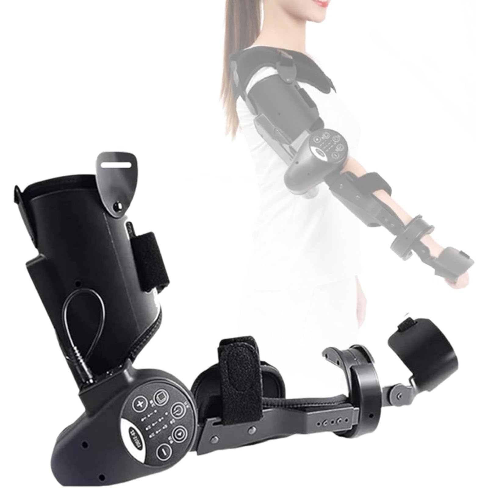 Dispositivo Elettrico per la Riabilitazione dell'articolazione del Gomito Attrezzo per Esercizi del Braccio con Tutore per Gomito Incernierato per Pazienti con Emiplegia da Ictus(Right)