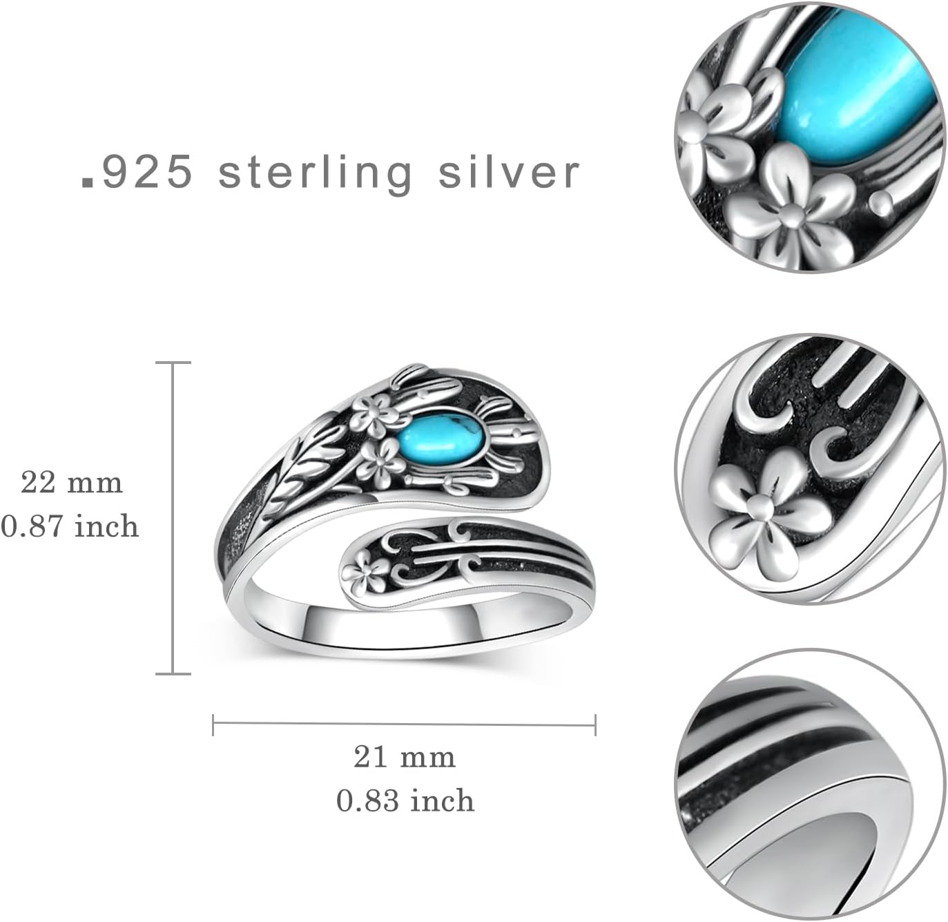 Spoon Rings for Women 925 Sterling Silver Spoon Rings Adjustable Thumb Rings Jewelry Gifts for Women