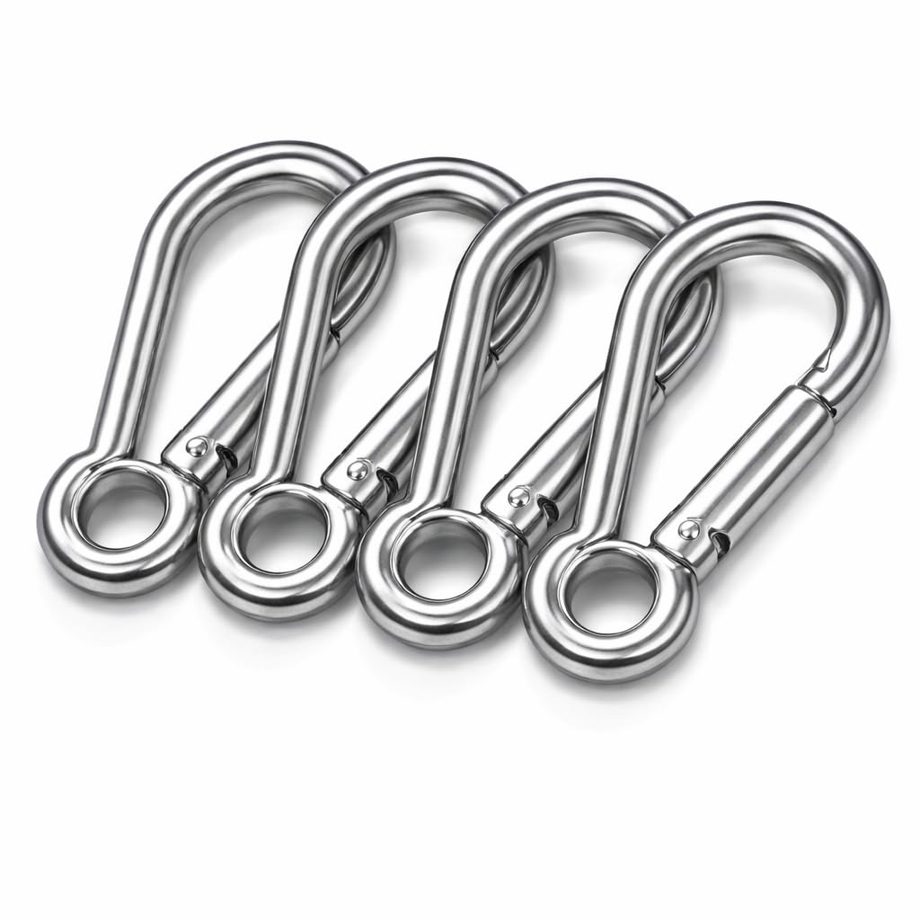 Heavy Duty 8MM Spring Snap Hook/Eyelet Carabineer Clips for Quick Links Chain Accessories Tool Best for Key Ring,Chains,Ropes,Camping,Hiking (Eyelet Snap Hooks (Pack of 4), 6MM (2.2-Inch))-image-15