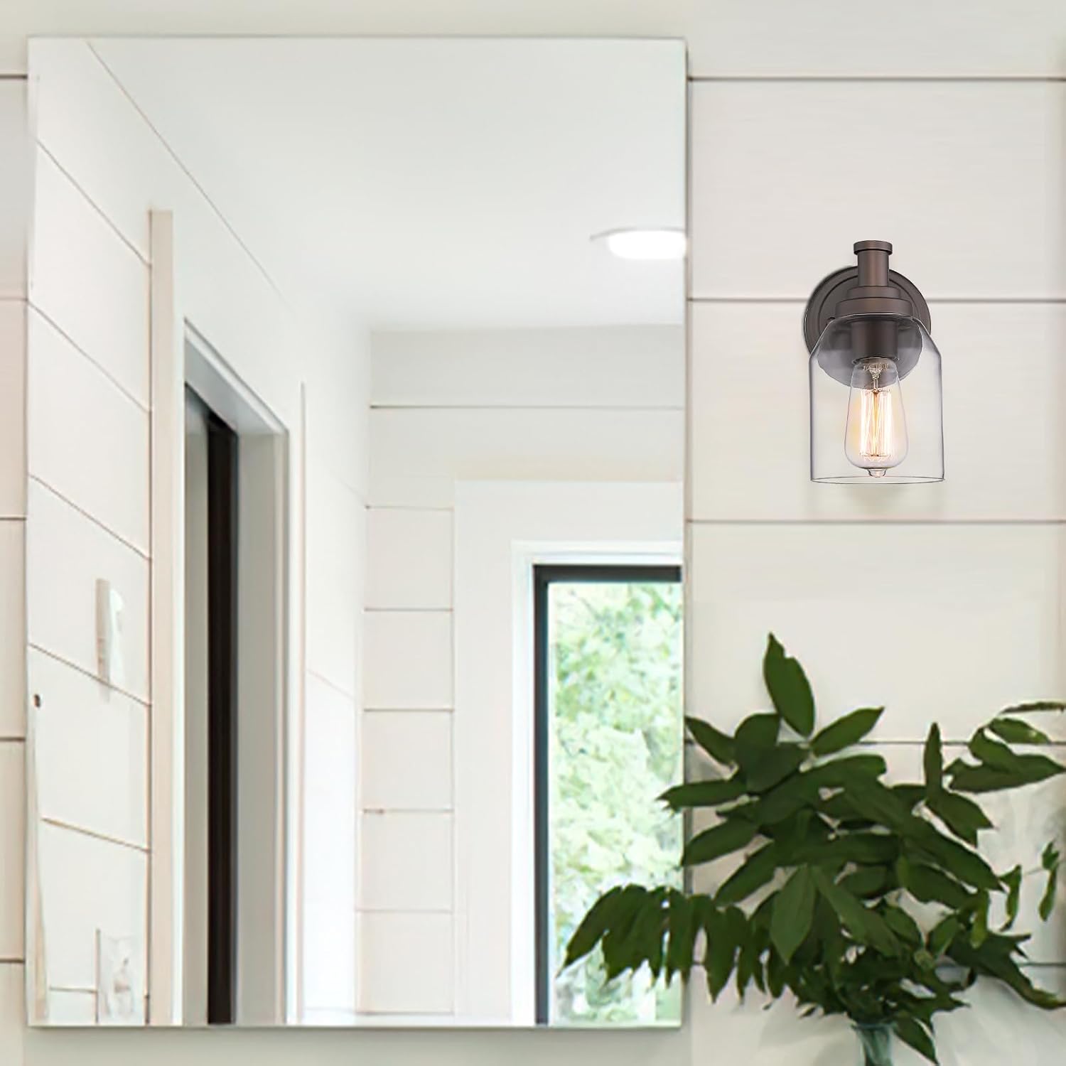 zeyu Vanity Sconces Wall Lighting 2 Pack, Farmhouse Bathroom Vanity Light Fixture with Clear Glass Shade, Oil Rubbed Bronze Finish, ZG33B-2 ORB