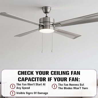 PODOY Ceiling Fan Capacitor 1.5uf+3uf for CBB61 1.5uf+3uf 3 Wire (Pack of 2)