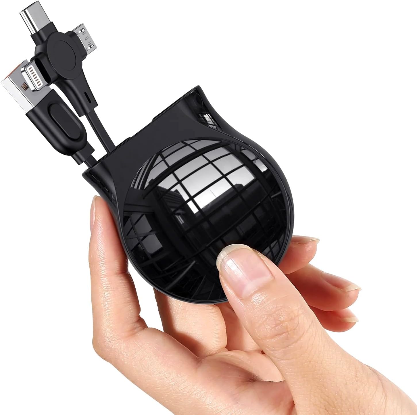 Multi Retractable 3 in 1 Charging Cable 6A,Multi Head Fast Charging Cable,Type C,IP,Micro Multi Port Data Transfer Cable for iPhone,Samsung Gelaxy,PS,Pixel (Black)