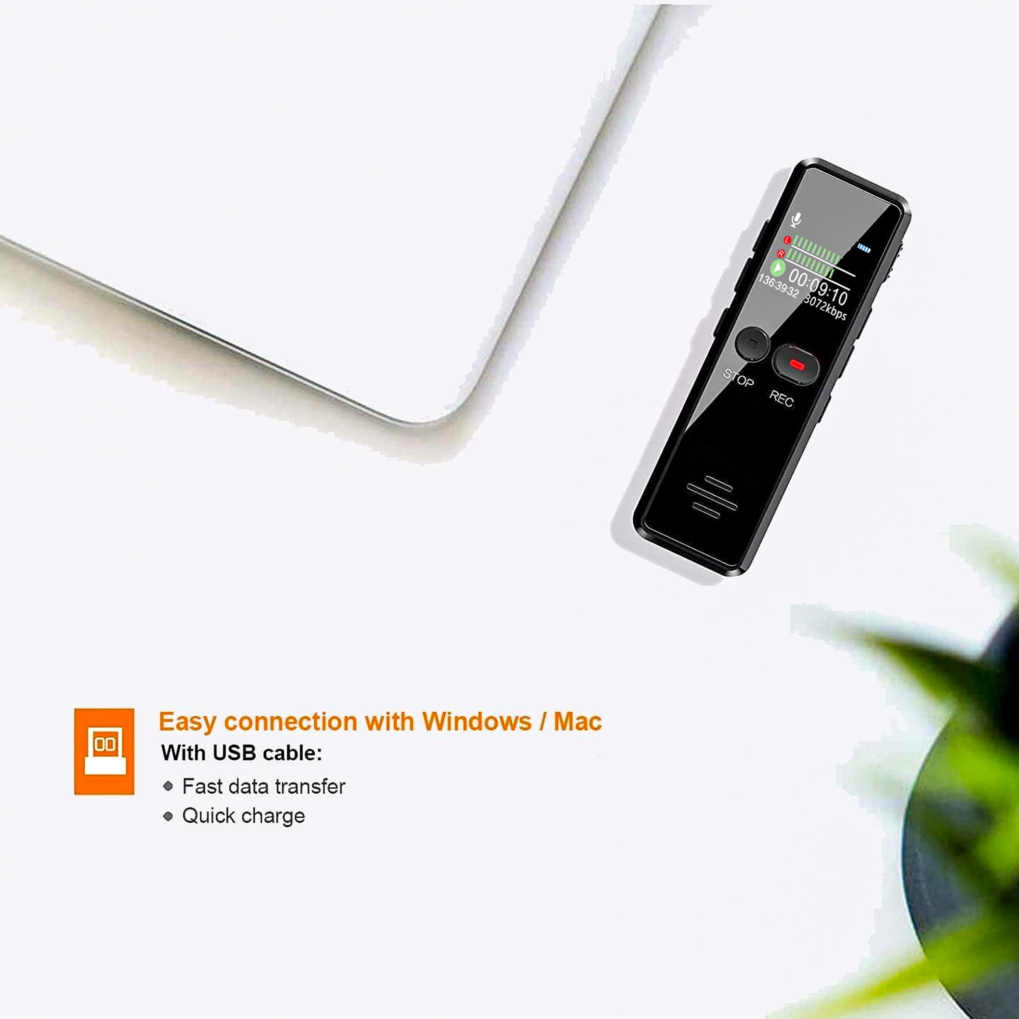 Grabadora de Voz Digital, Grabadora Audio con Una Tecla Mejorada,8G 1536 Kbps HD Grabadora de Sonido con Reproductor de MP3,USB Recargables para Conferencias Reuniones Entrevistas (64, GB)